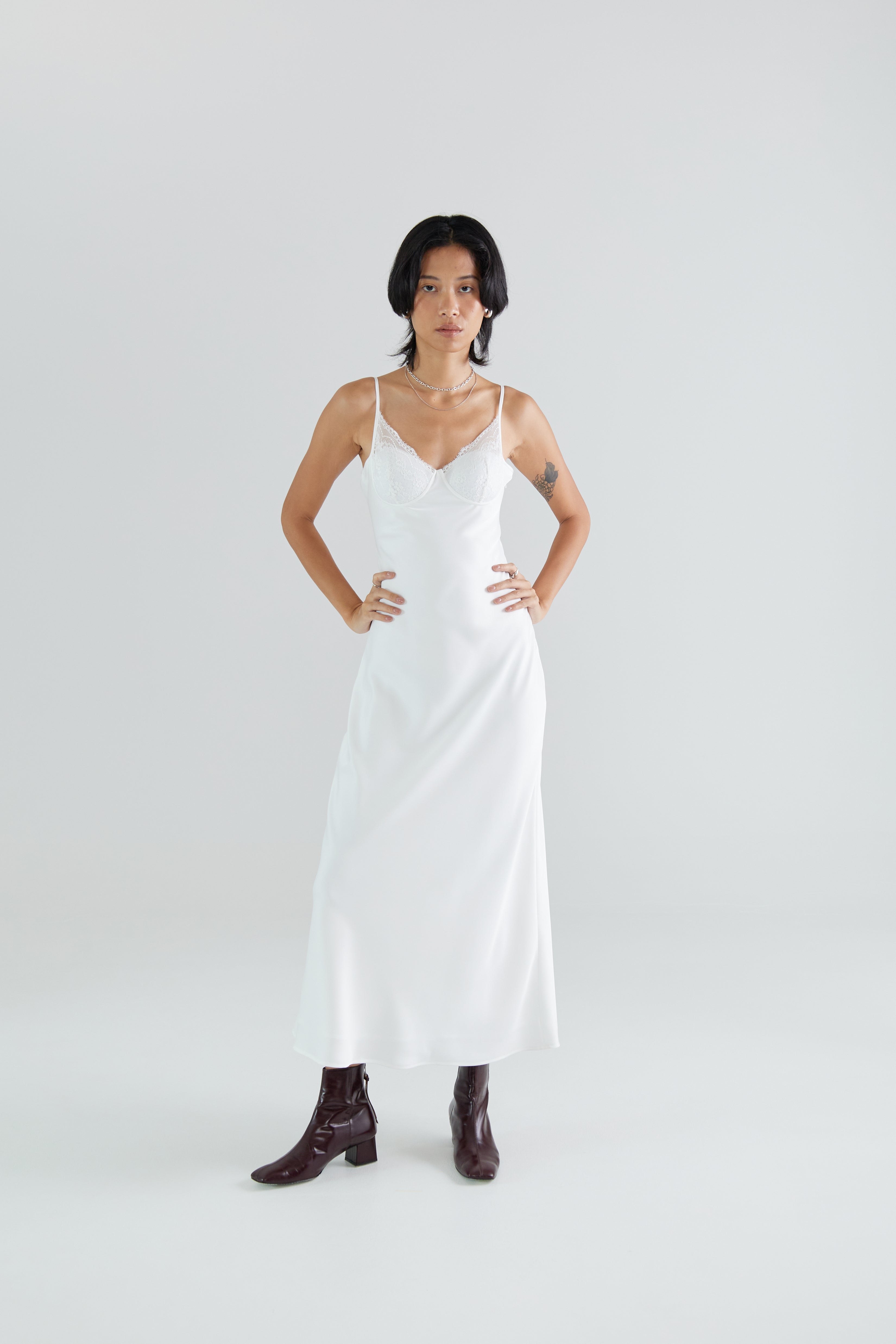 OTHER STORE Seraphine White Lace Cami Maxi Dress with Open Back