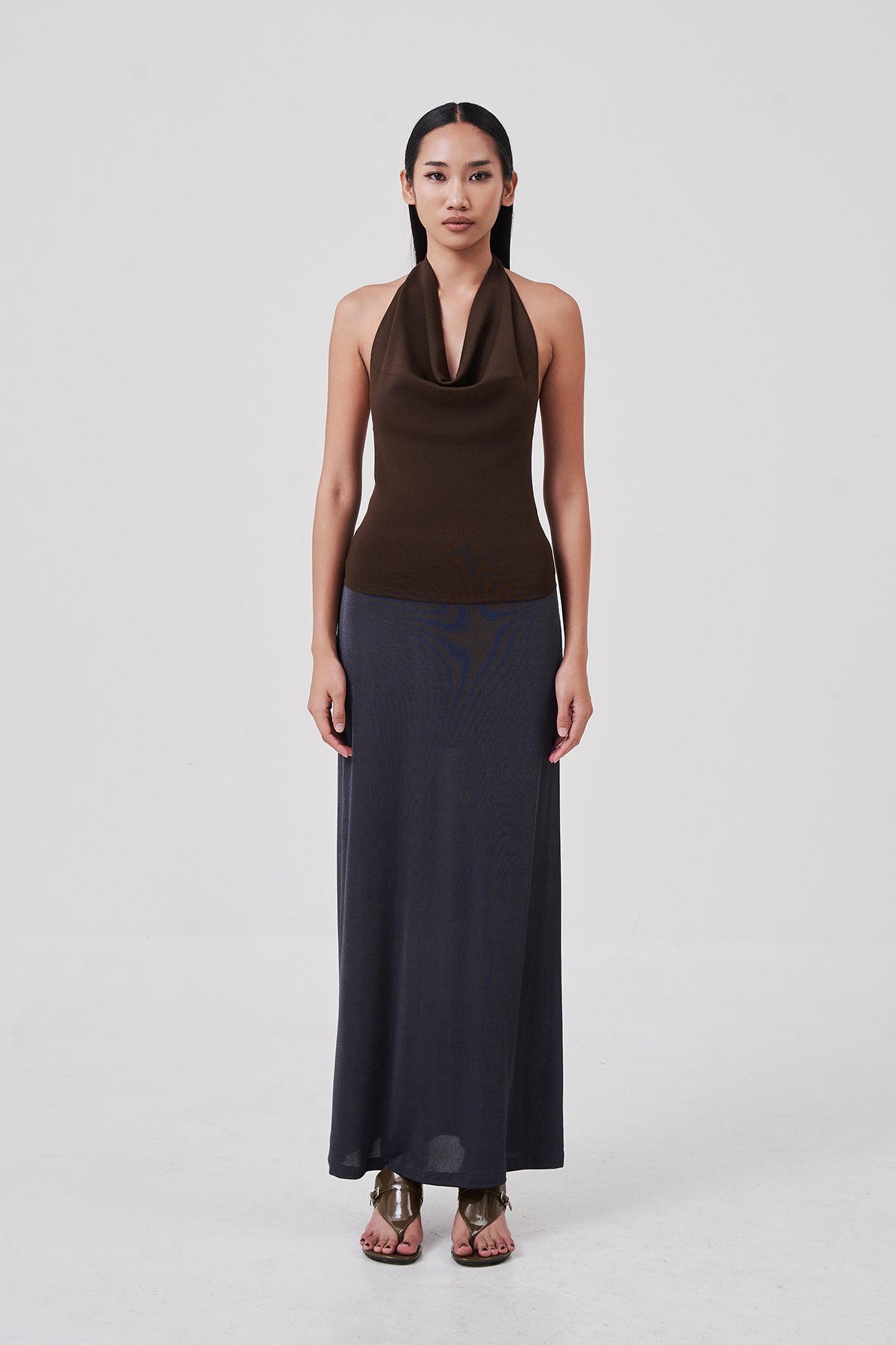 Margot A-Line Maxi Skirt Ink Blue Gray