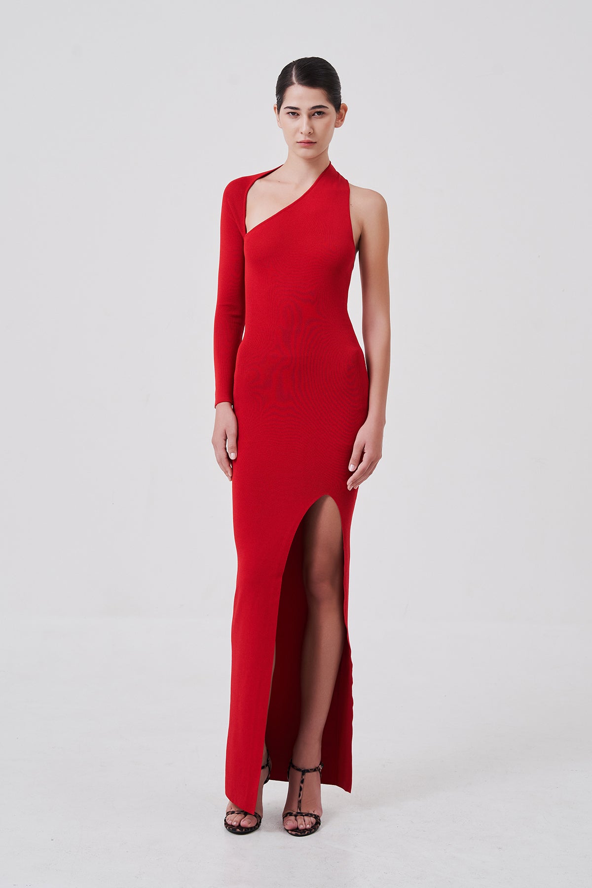 Elyse One-Shoulder Maxi Dress Crimson Flame