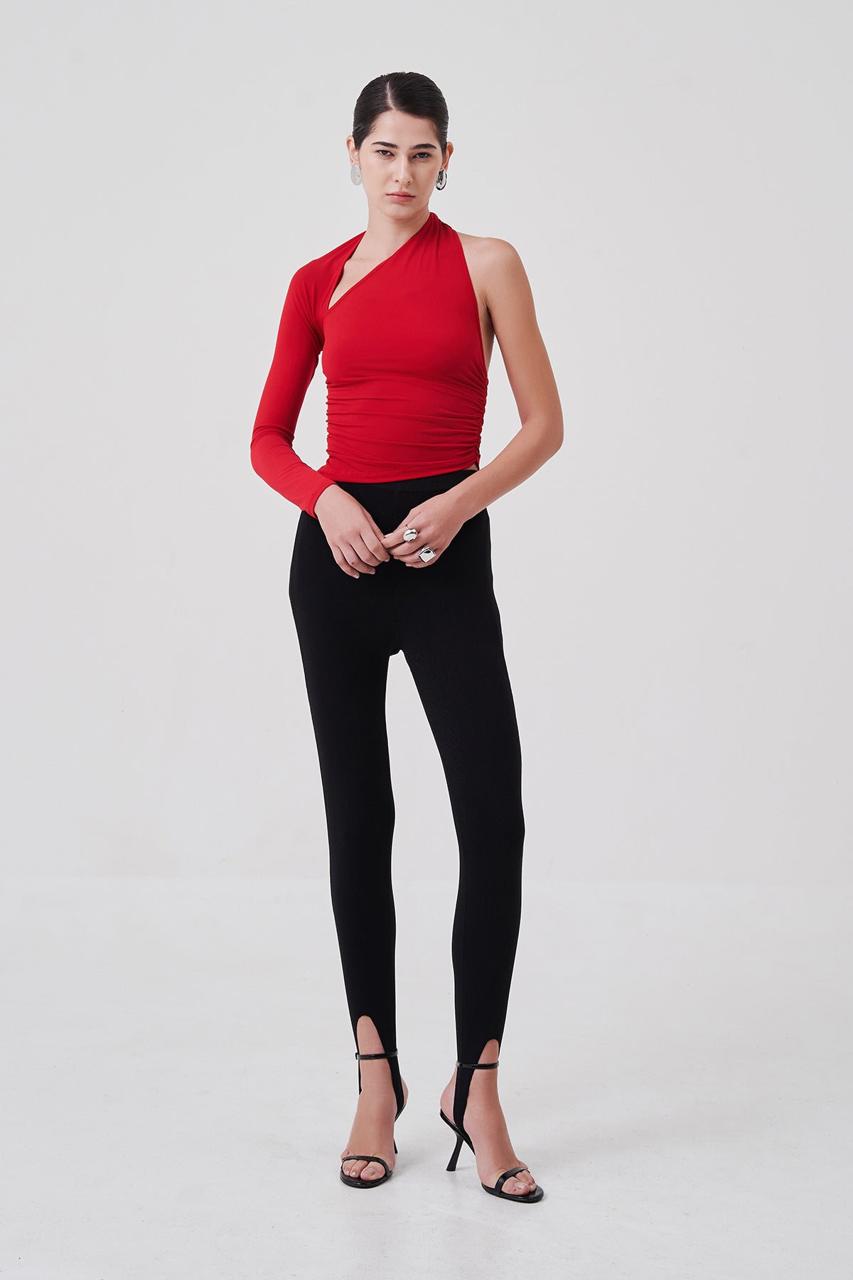 Elyse One-Sleeve Top Crimson Flame