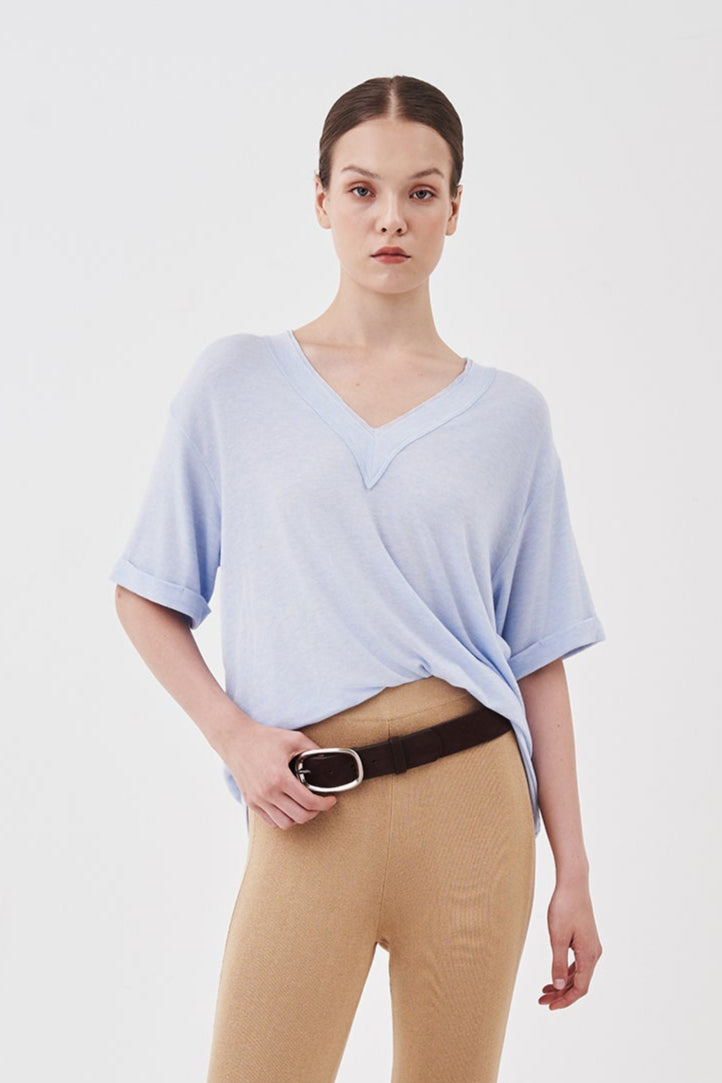 Ella Relaxed V-Neck Tee Glacier Blue