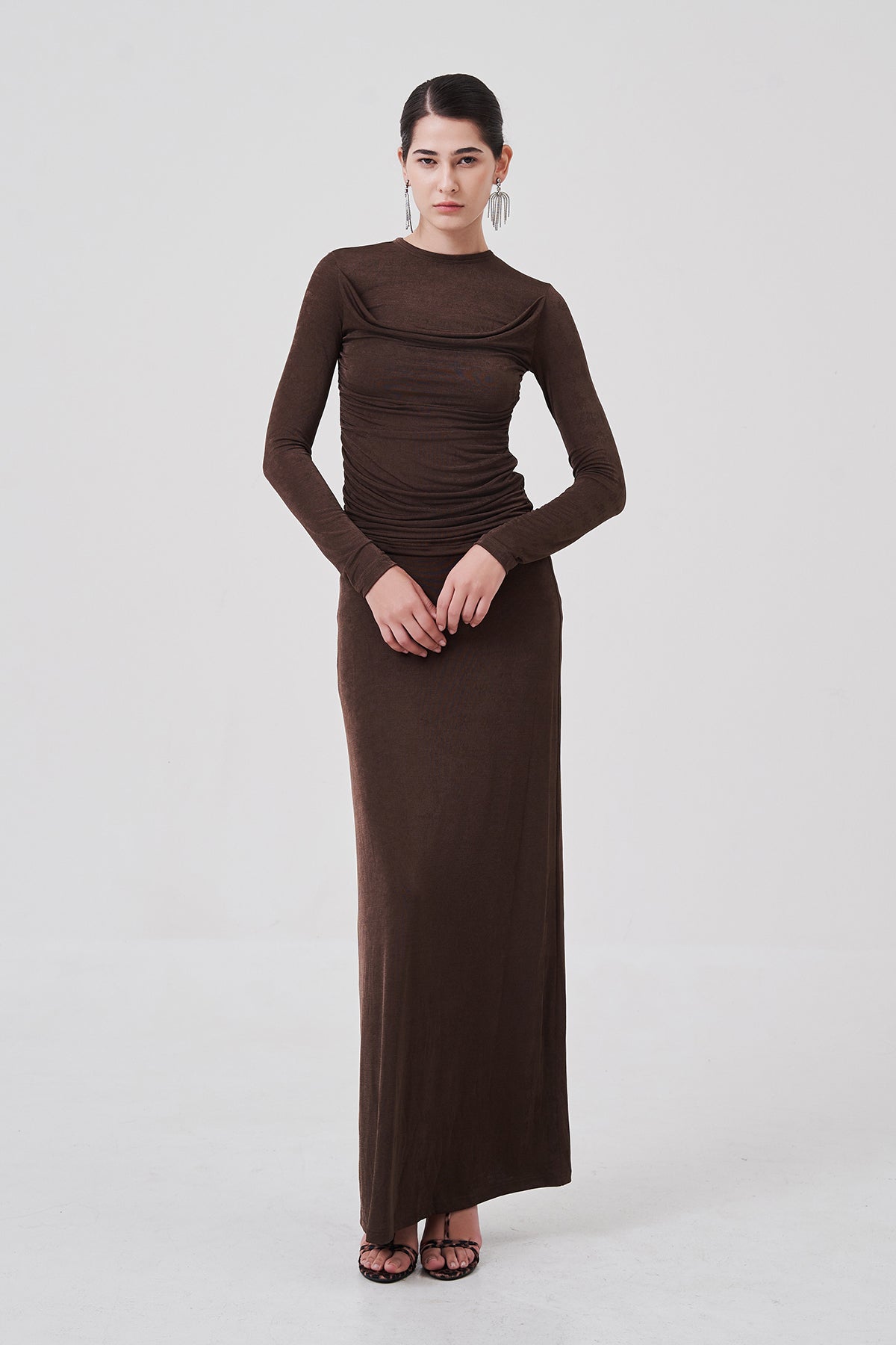 Elena Draped Knit Top Dusty Cocoa