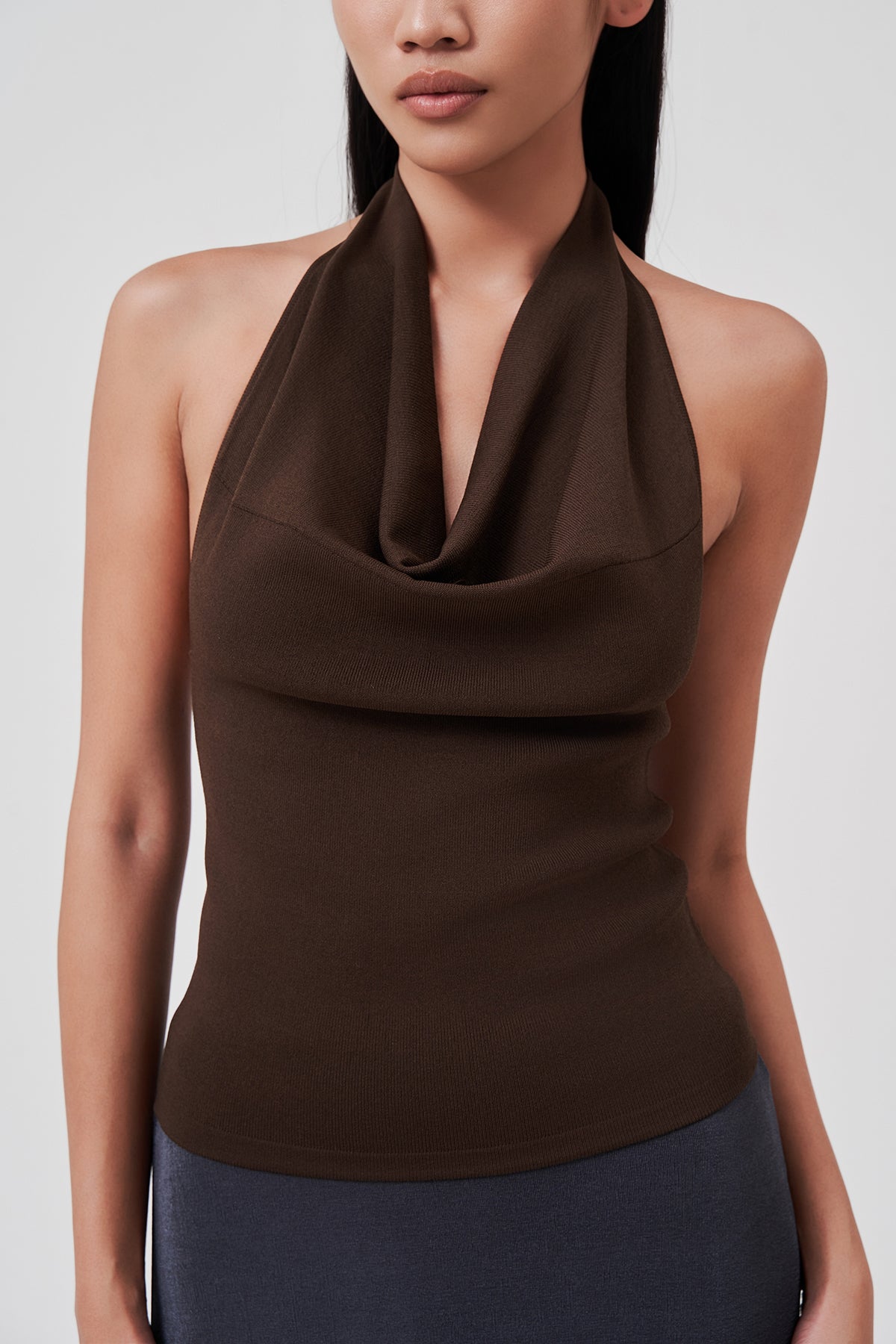 OTHER STORE Margaux Convertible Top 2-Way Wear Knit Top Truffle Brown