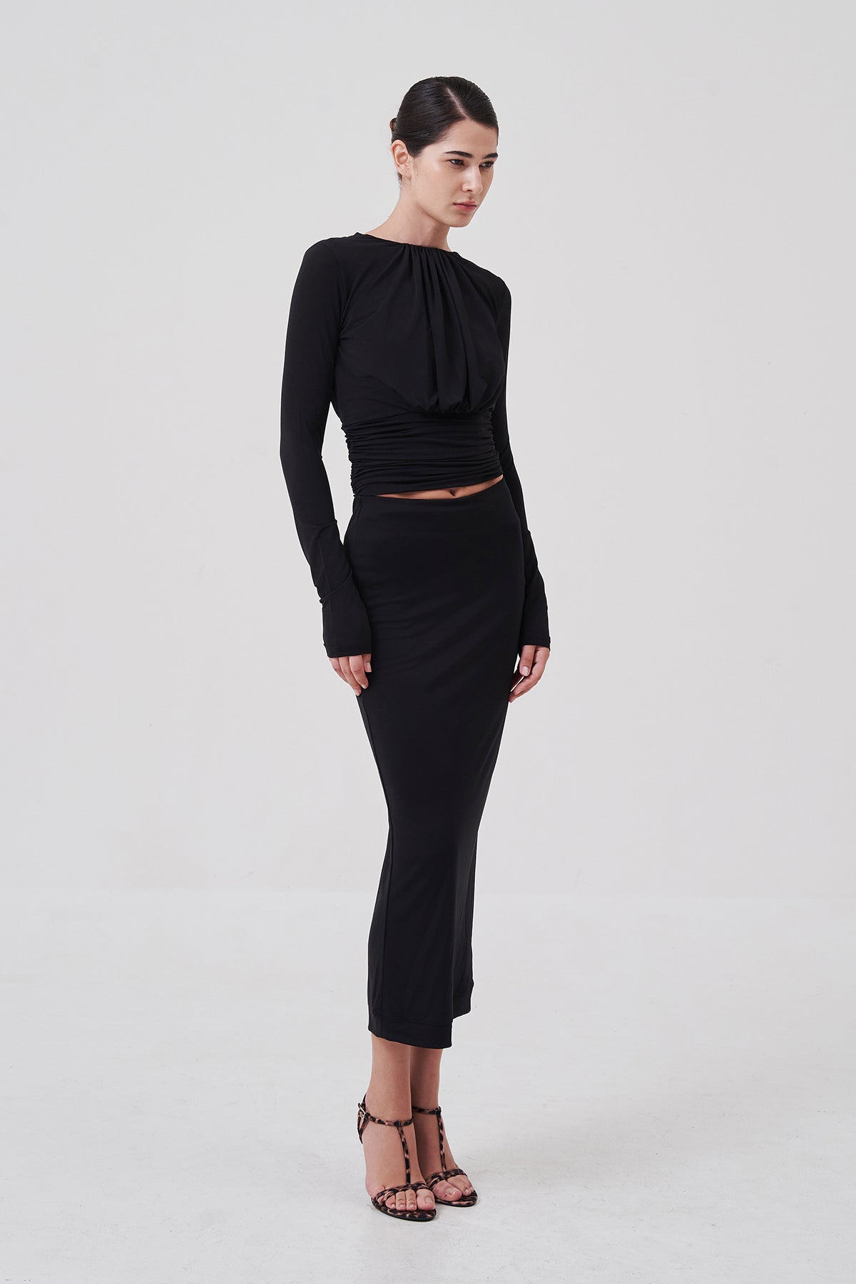 Sylvie Column Skirt Black
