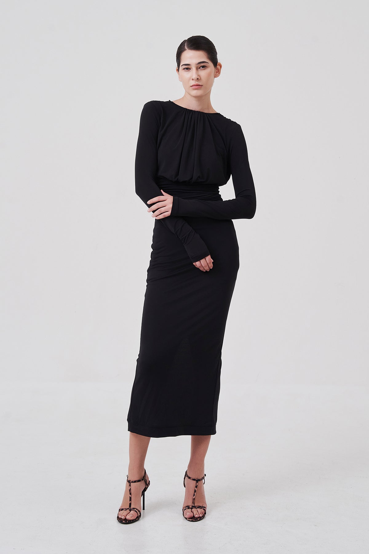 Sylvie Column Skirt Black