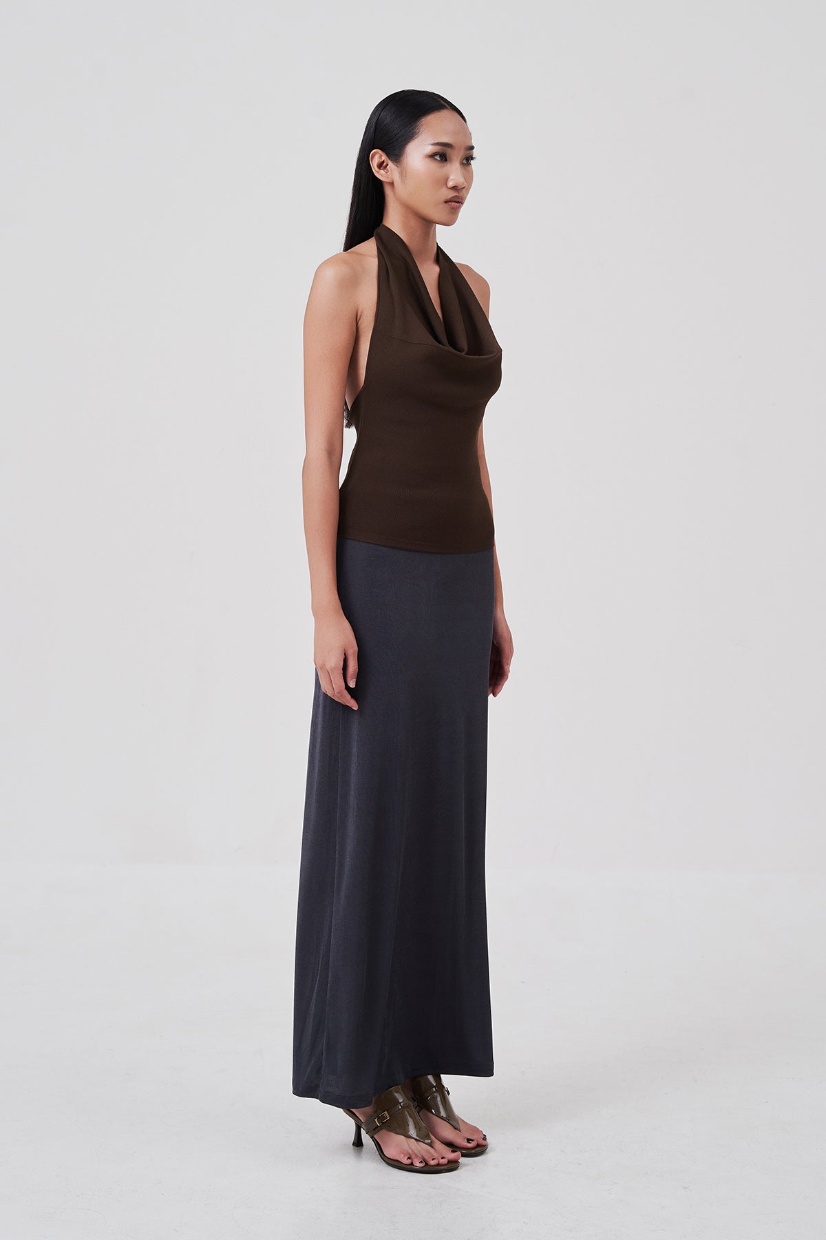 Margot A-Line Maxi Skirt Ink Blue Gray