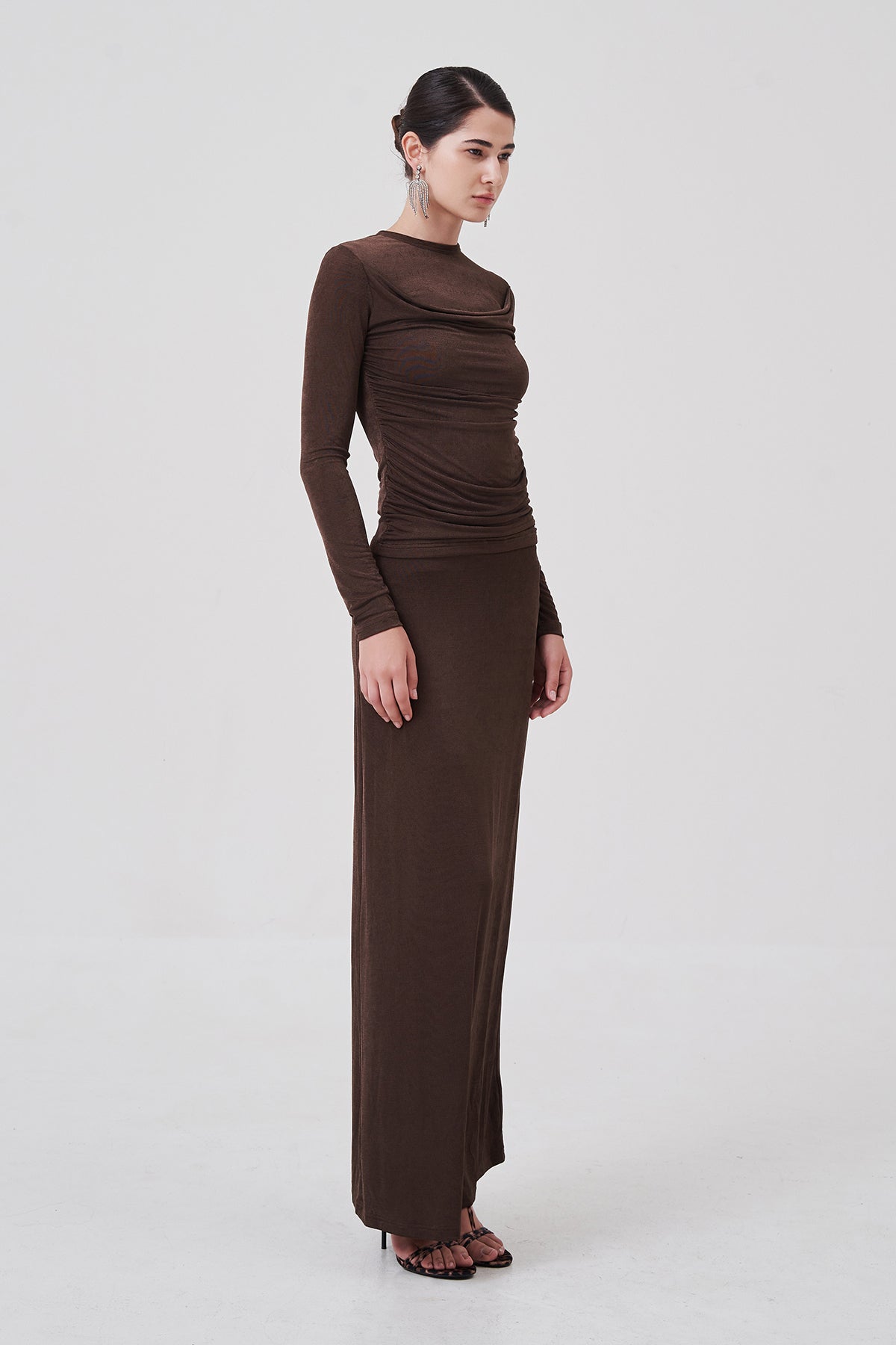 Elena Draped Knit Top Dusty Cocoa