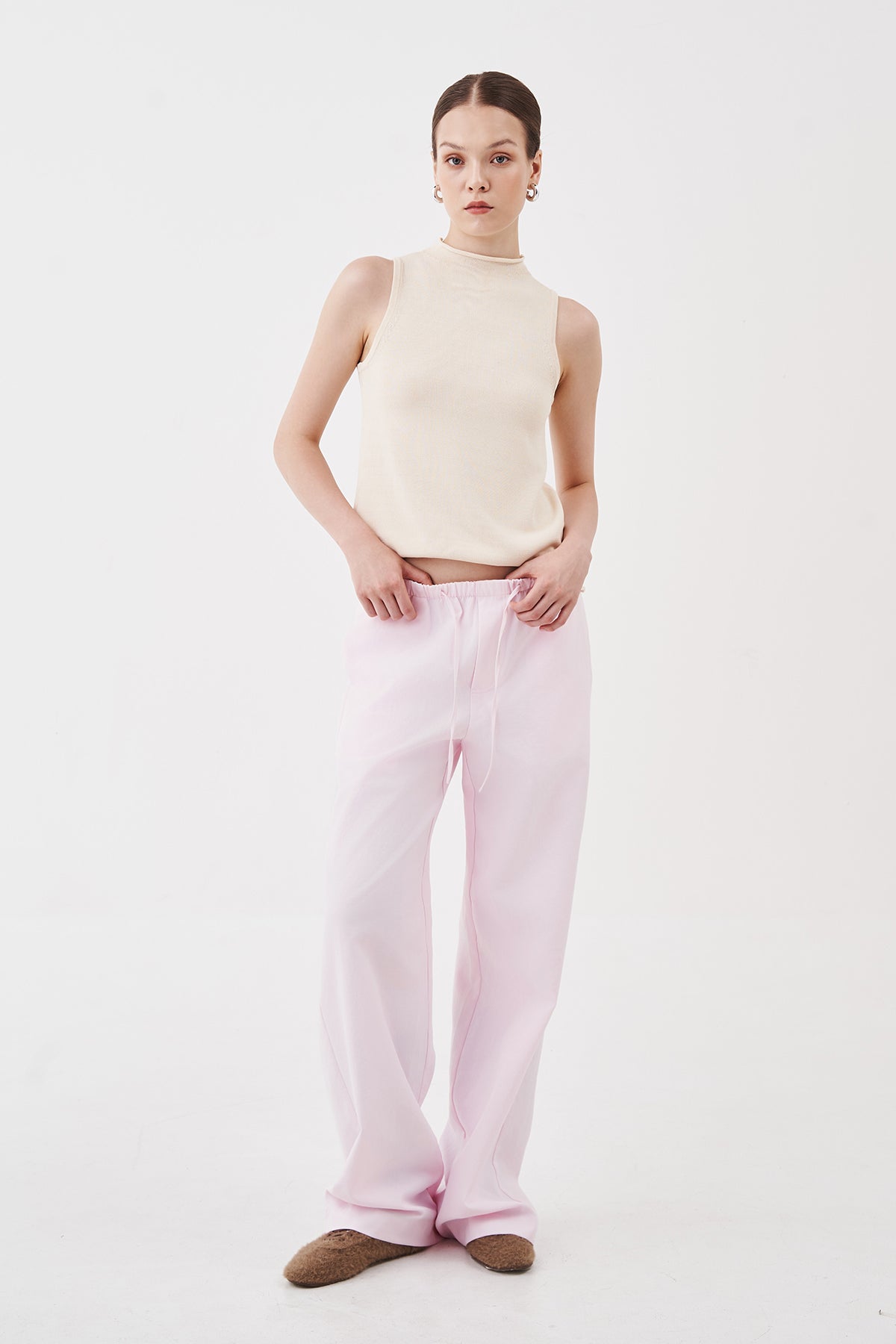 Delphine Sleeveless Knit Top Oat Beige