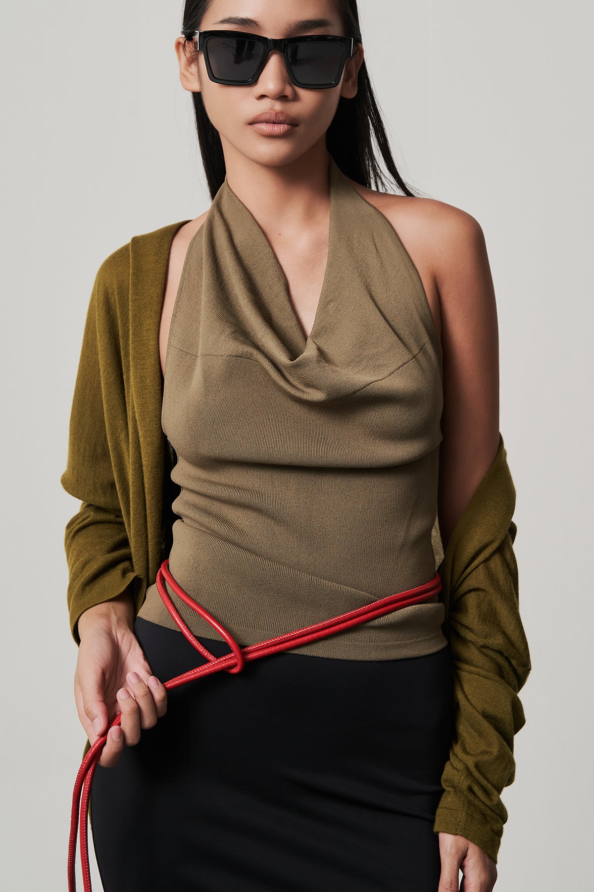 Inès Flow Cardigan Moss Green