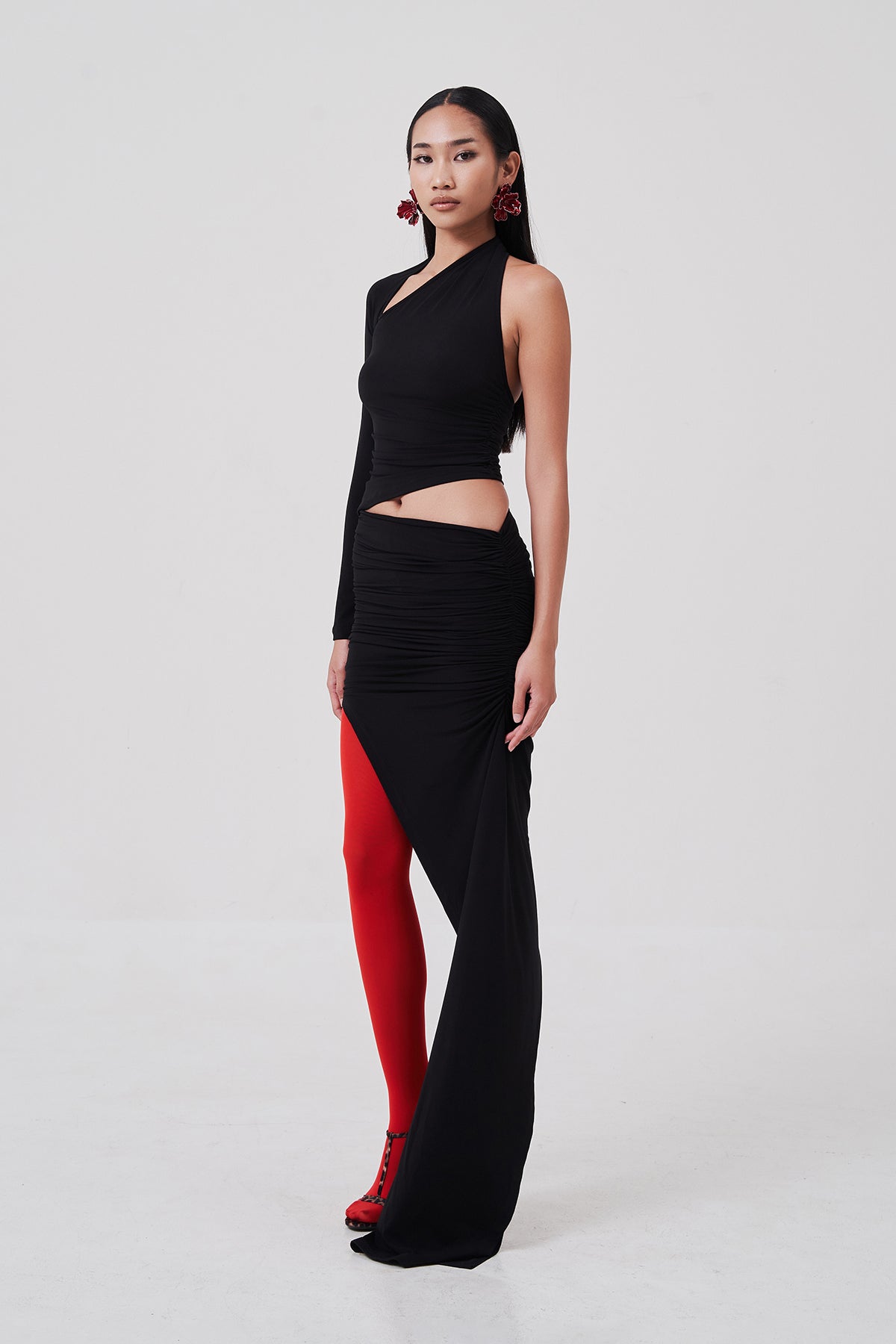 Elyse One-Sleeve Top Black