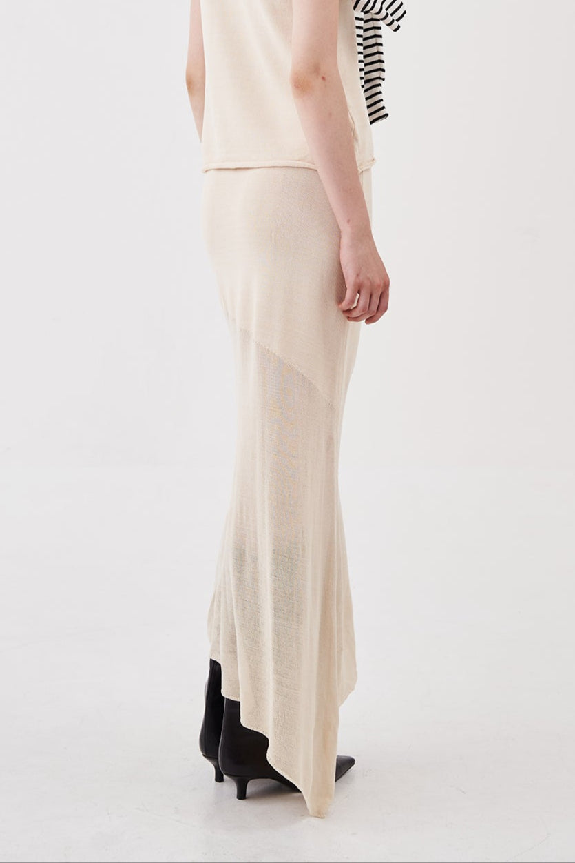 Delphine Gradient Asymmetrical Skirt Oat Beige