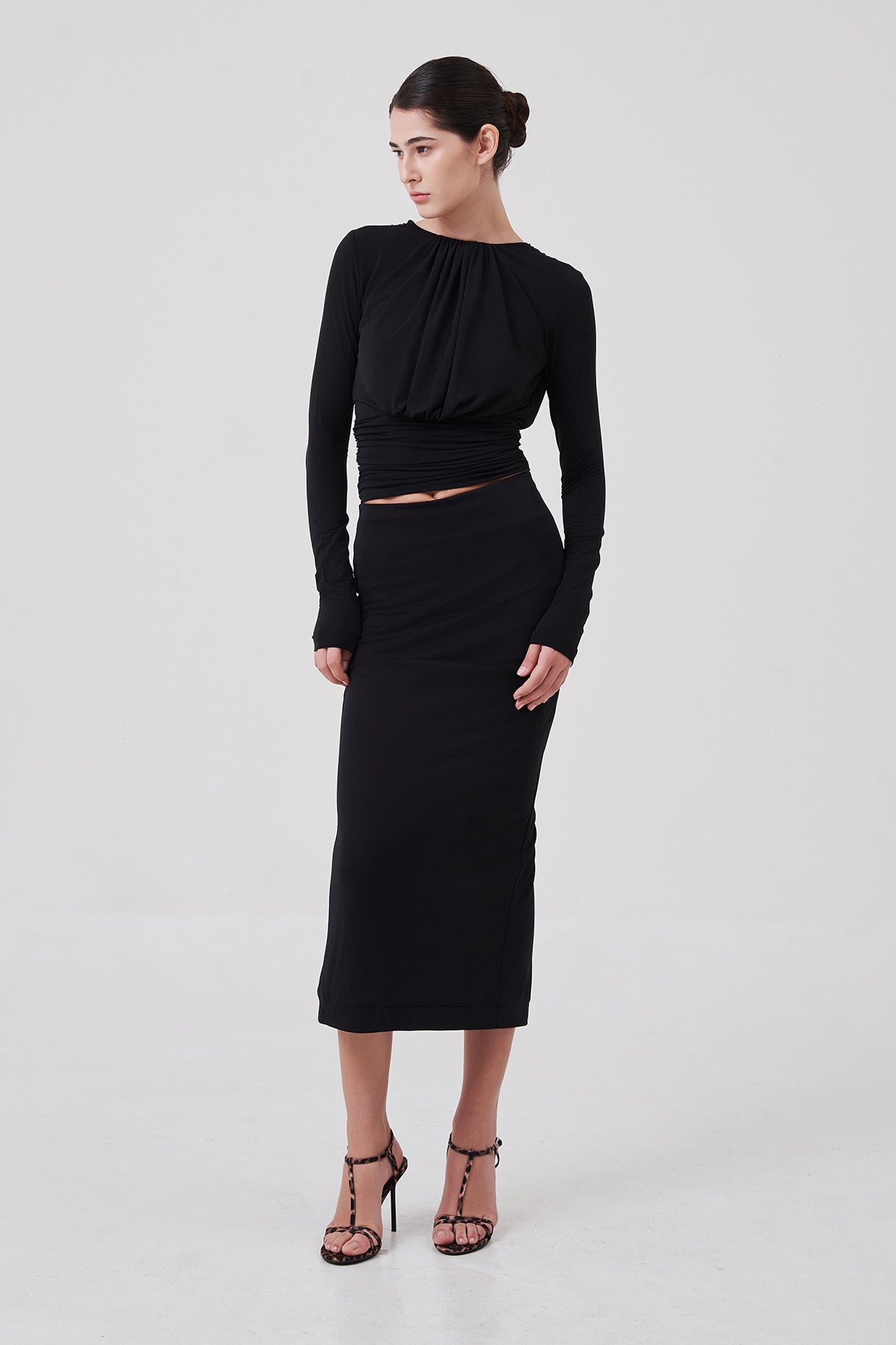 Sylvie Column Skirt Black