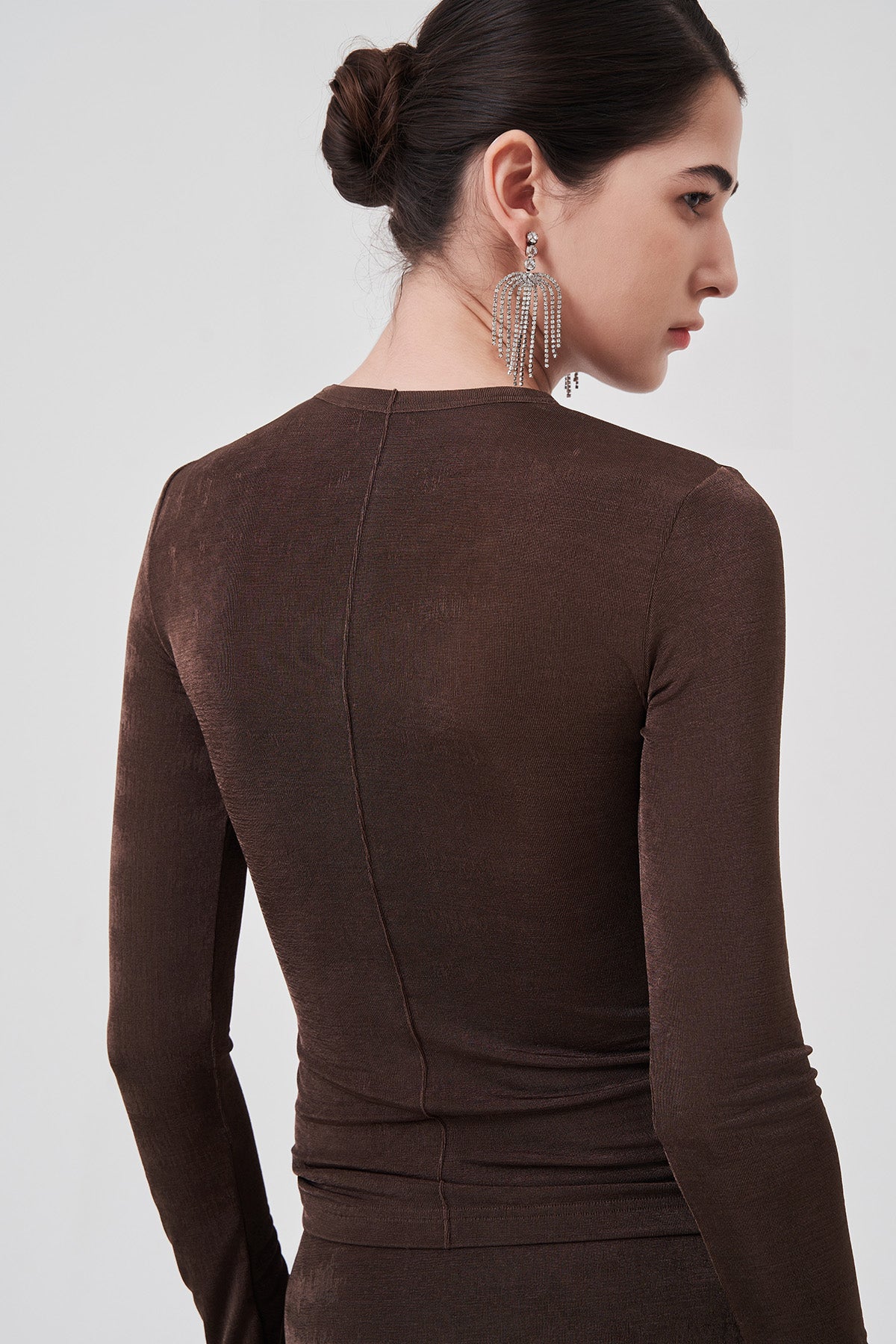 Elena Draped Knit Top Dusty Cocoa
