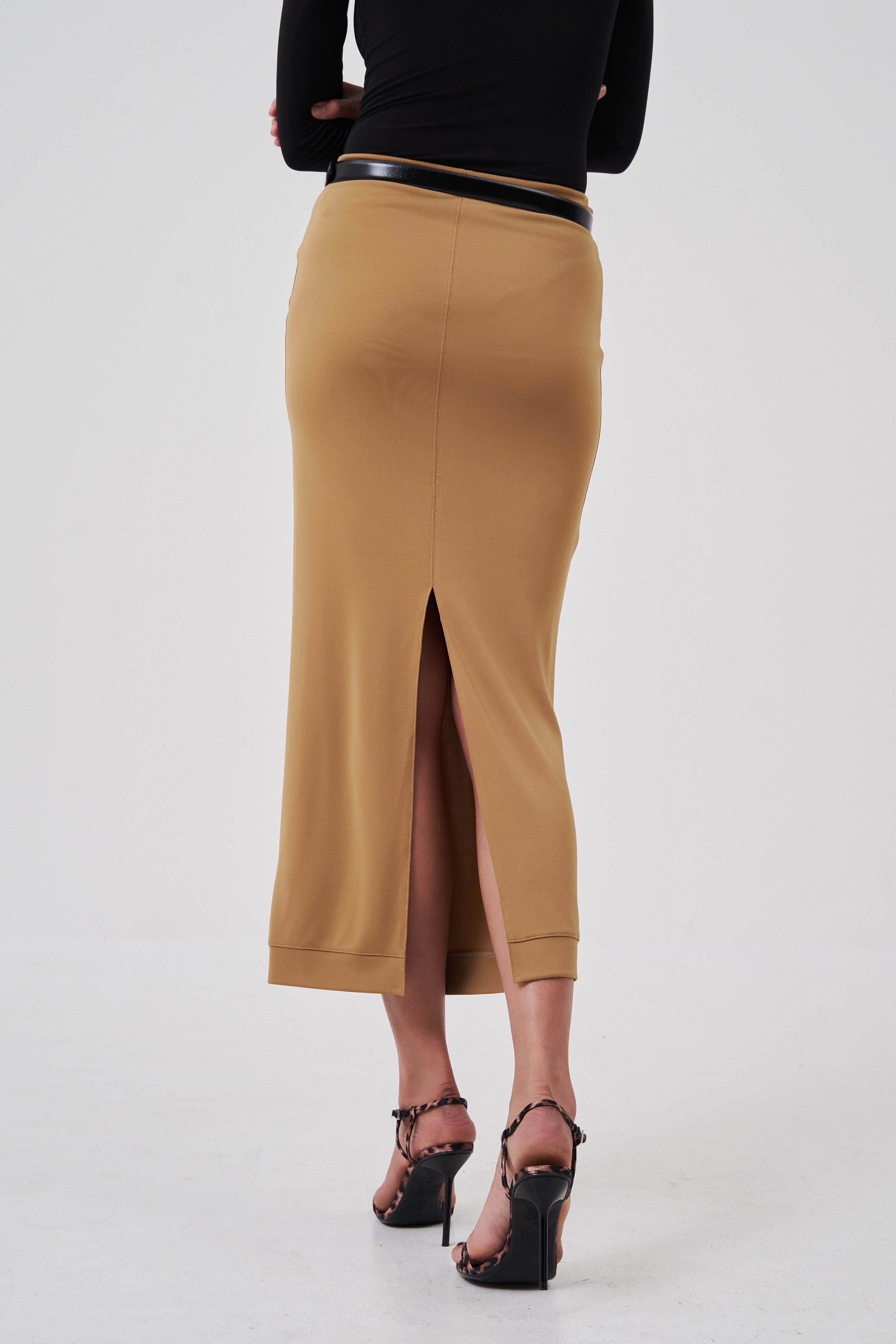 Sylvie Column Skirt Caramel Camel