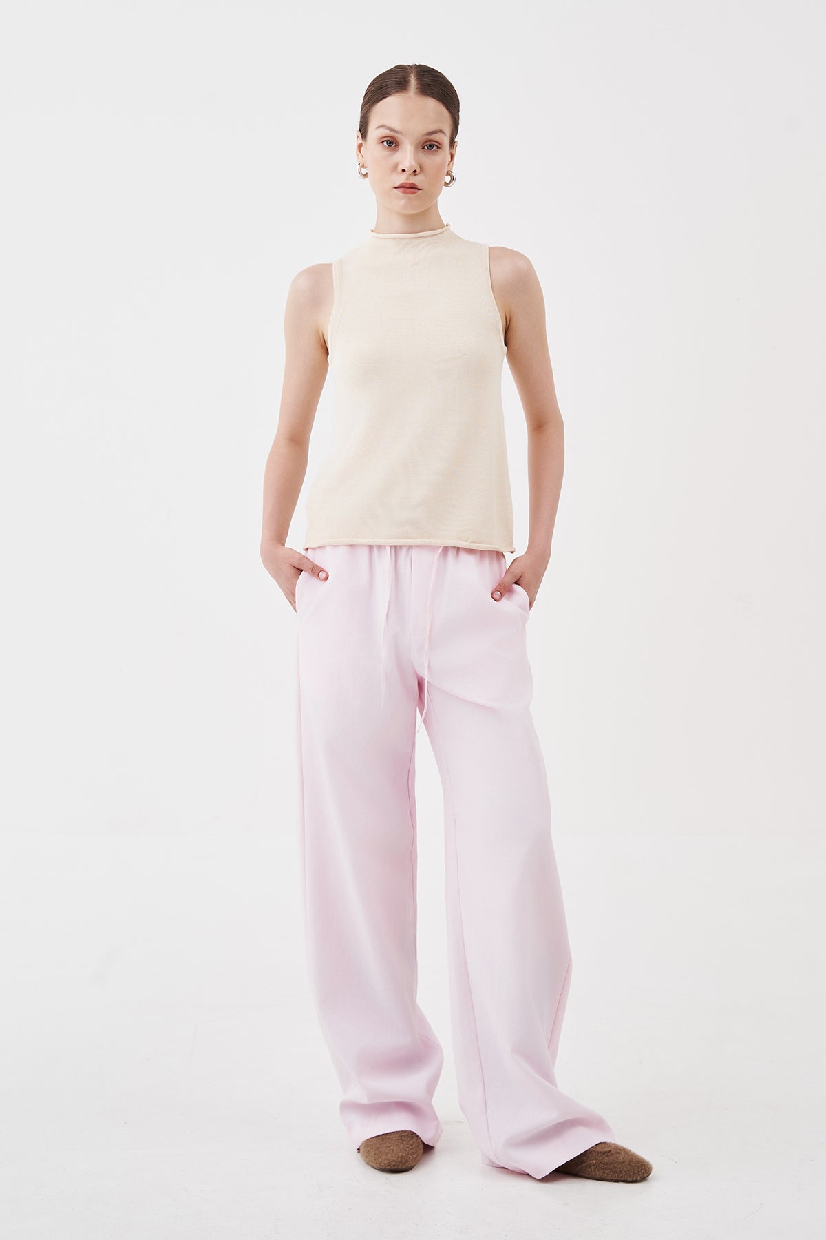Delphine Sleeveless Knit Top Oat Beige
