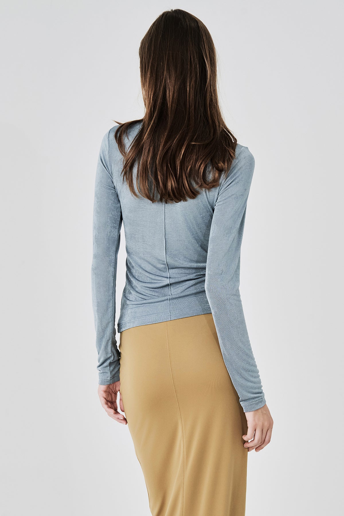 Elena Draped Knit Top Misty Blue