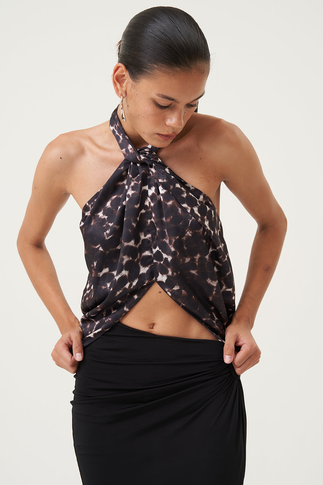 Rina Leopard Tie-Back Top