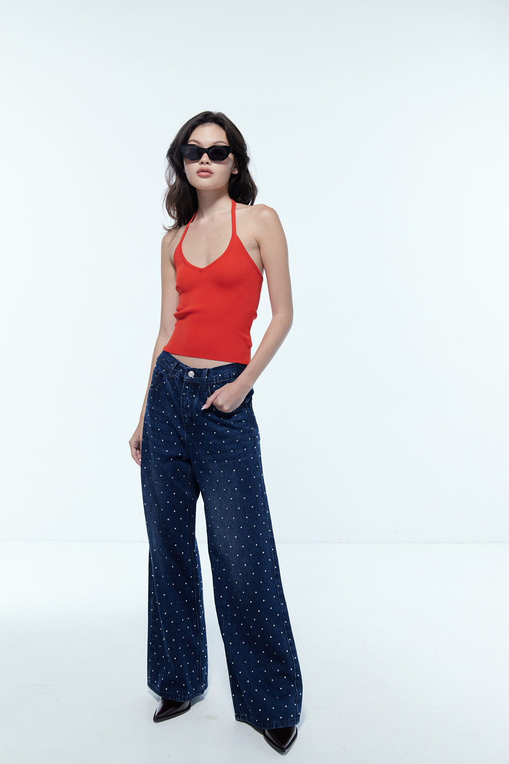 Zadie Halter Knit Tank Crimson Flame
