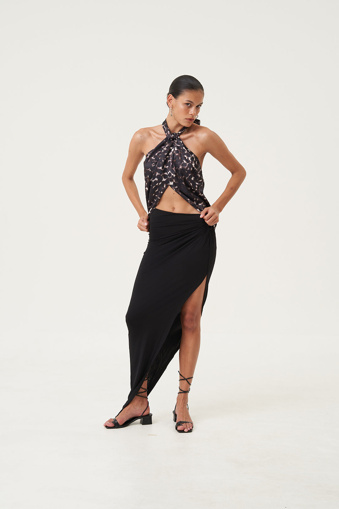 Rina Leopard Tie-Back Top