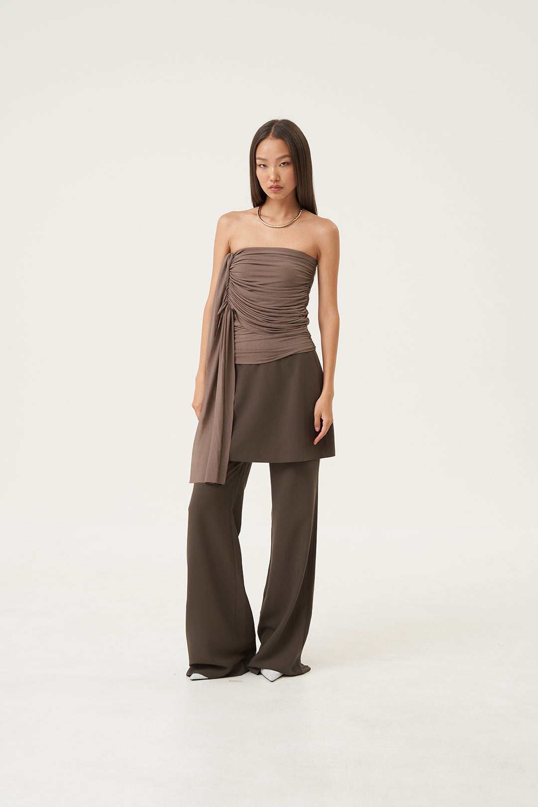 Coira Draped Mini Skirt Dusty Cocoa