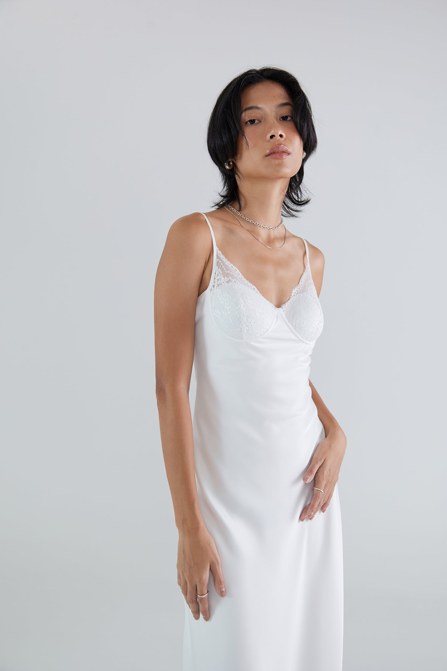 OTHER STORE Seraphine White Lace Cami Maxi Dress with Open Back