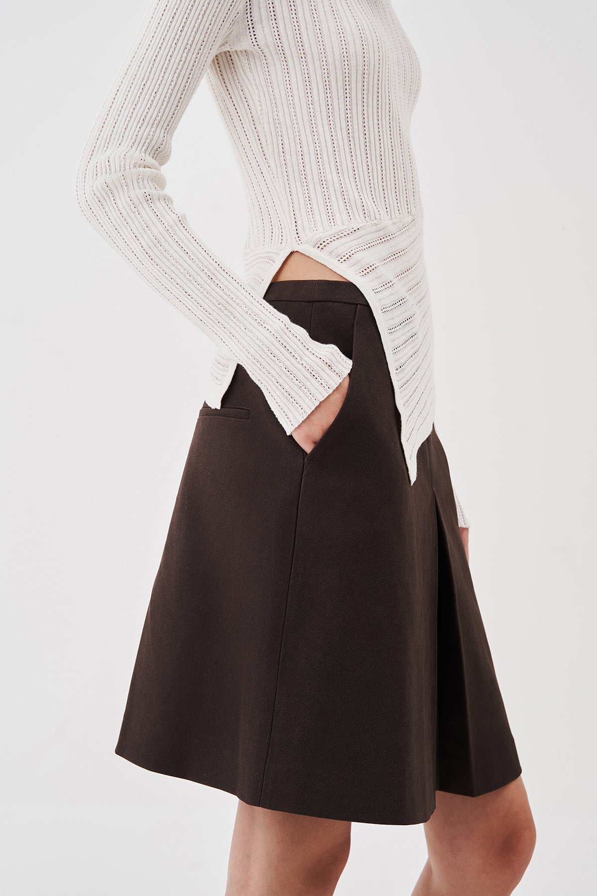 Alina Suede Pleated Skirt