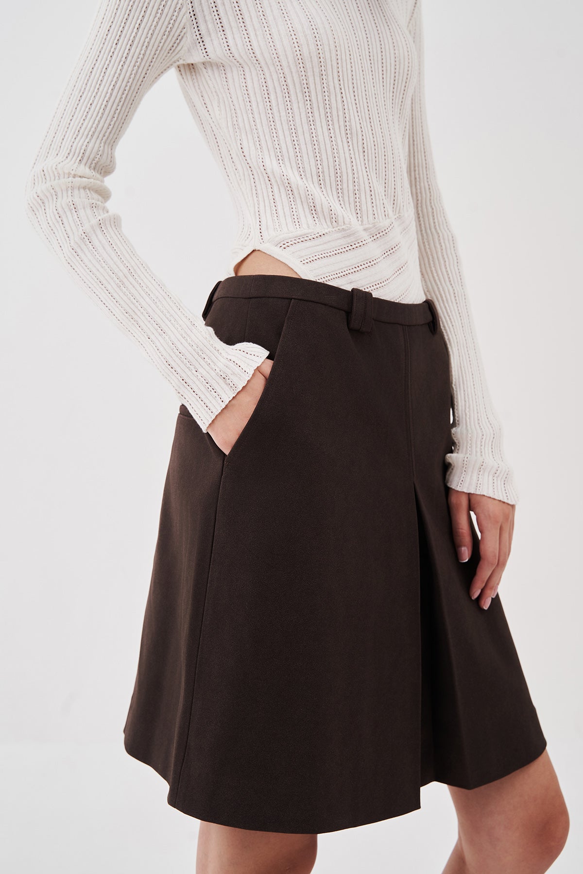 Alina Suede Pleated Skirt