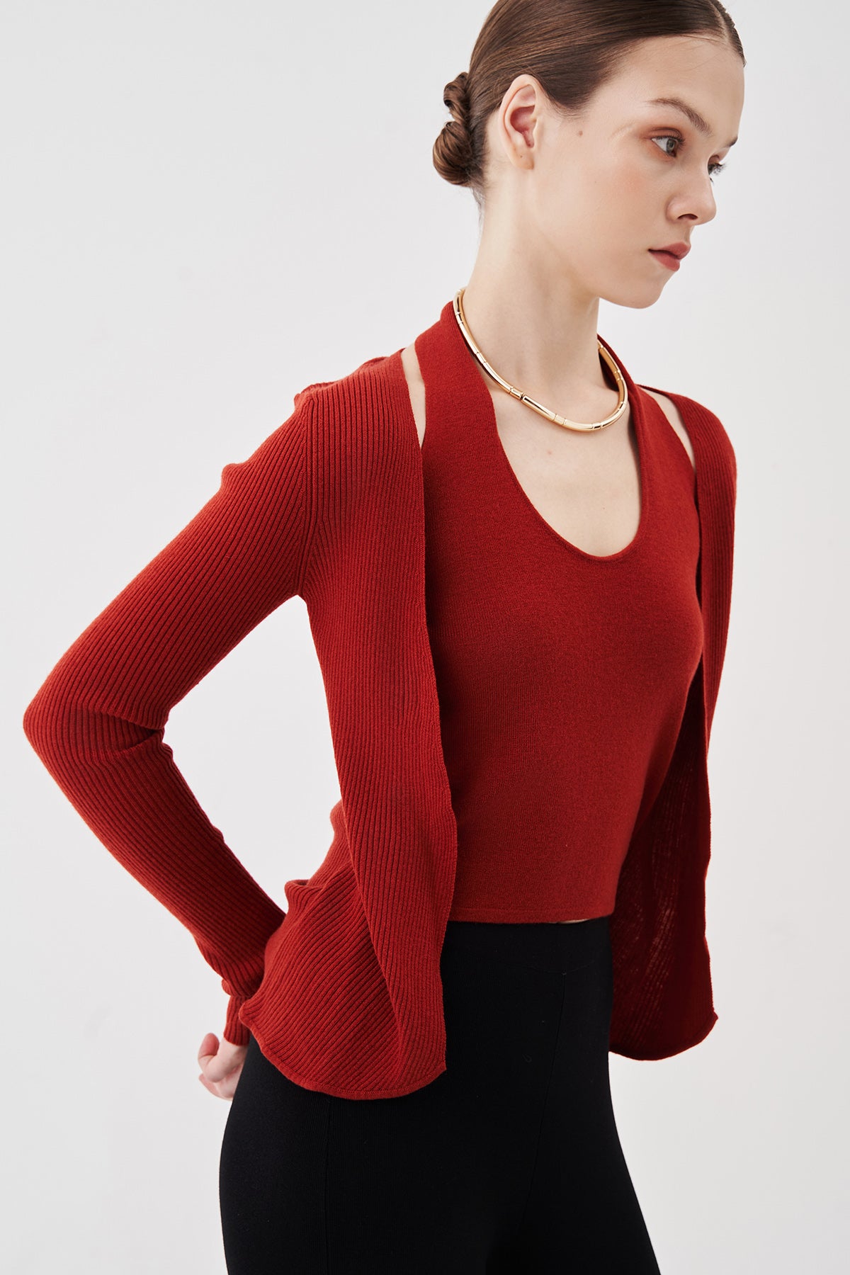 Naya Knit Twinset Rust Red