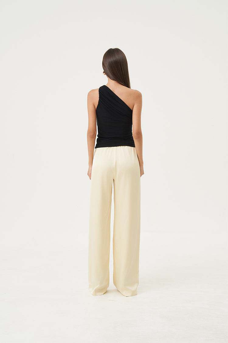 Zaria Sculpted One-Shoulder Top Black