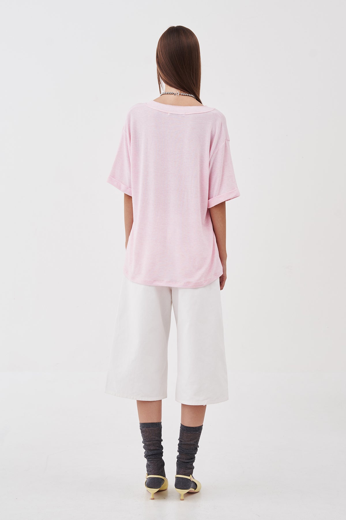 Ella Relaxed V-Neck Tee Pink