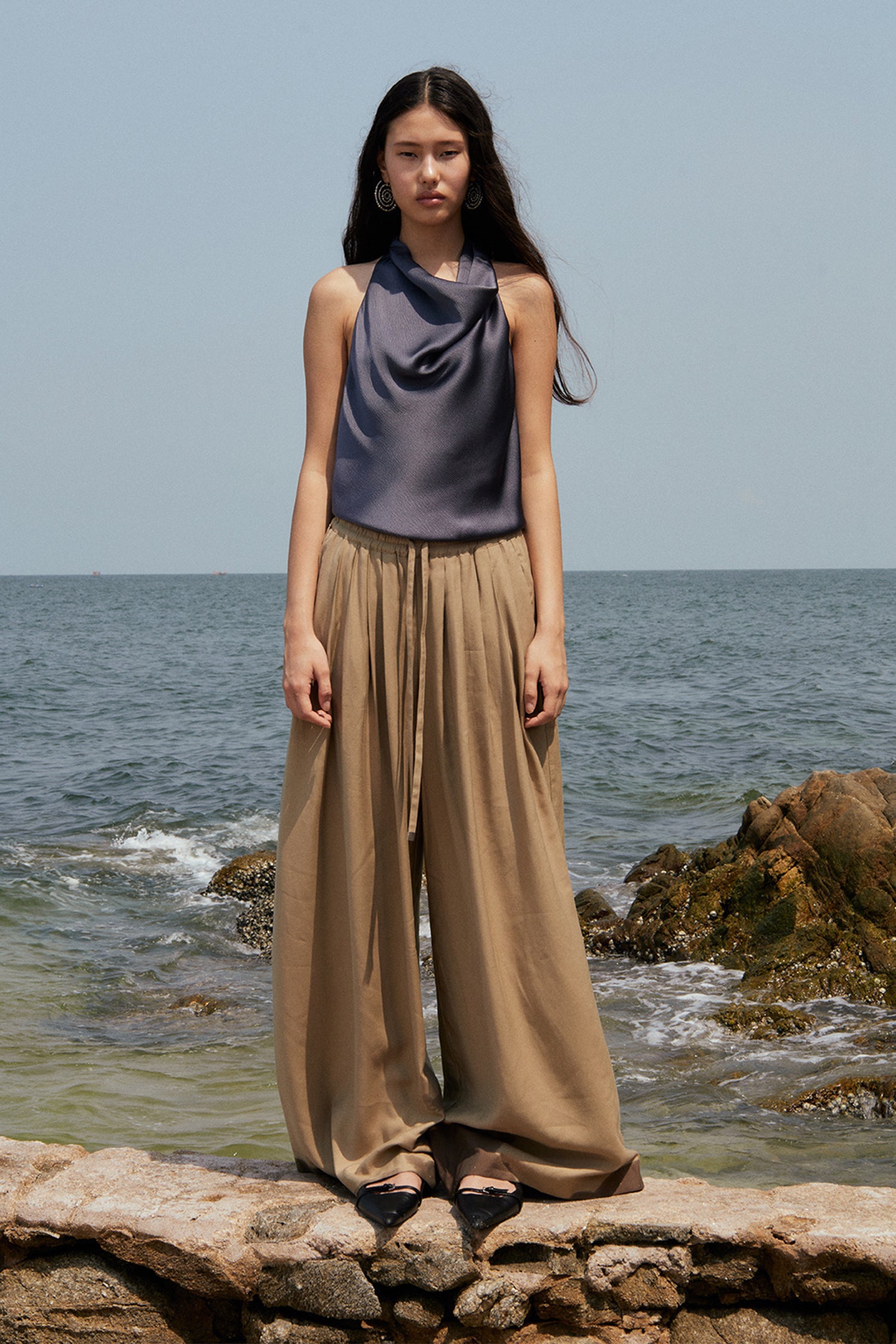 Sofia Wide-Leg Trousers Khaki