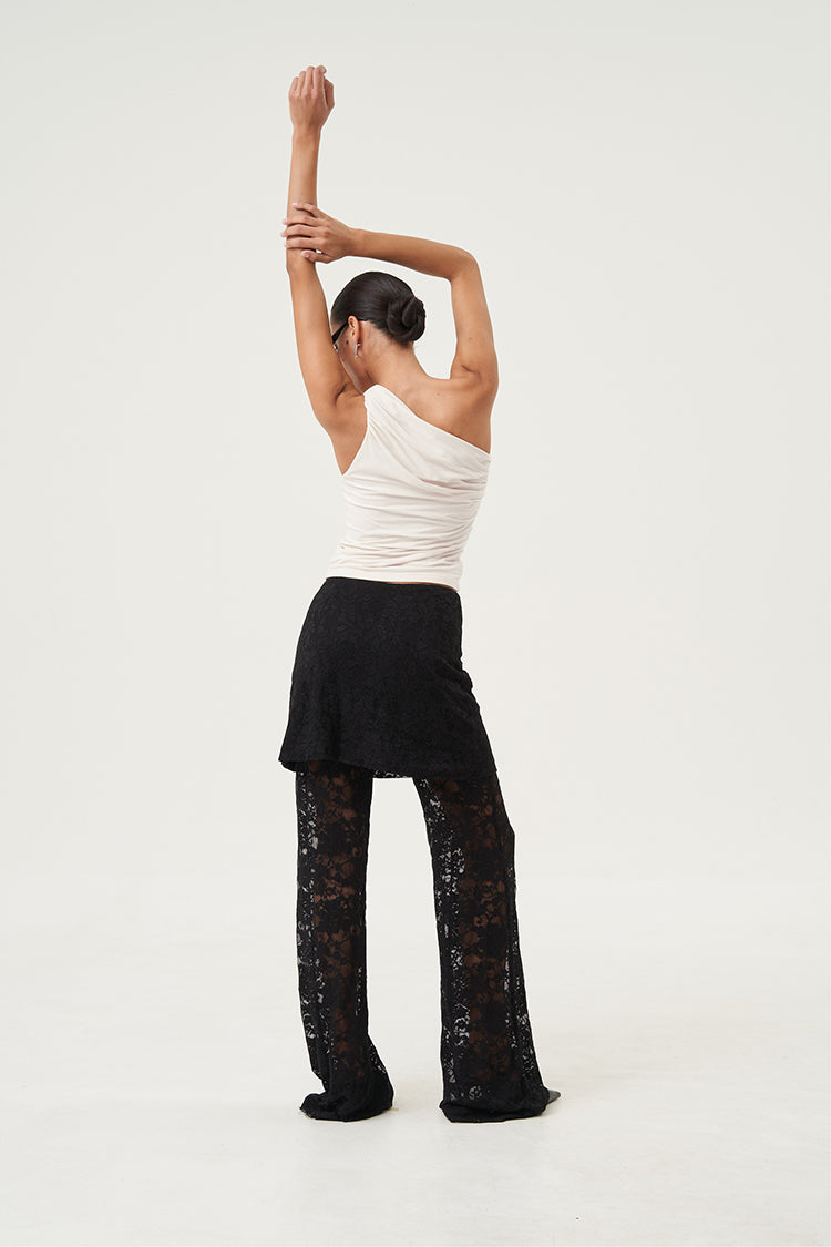 Zaria Sculpted One-Shoulder Top Ivory