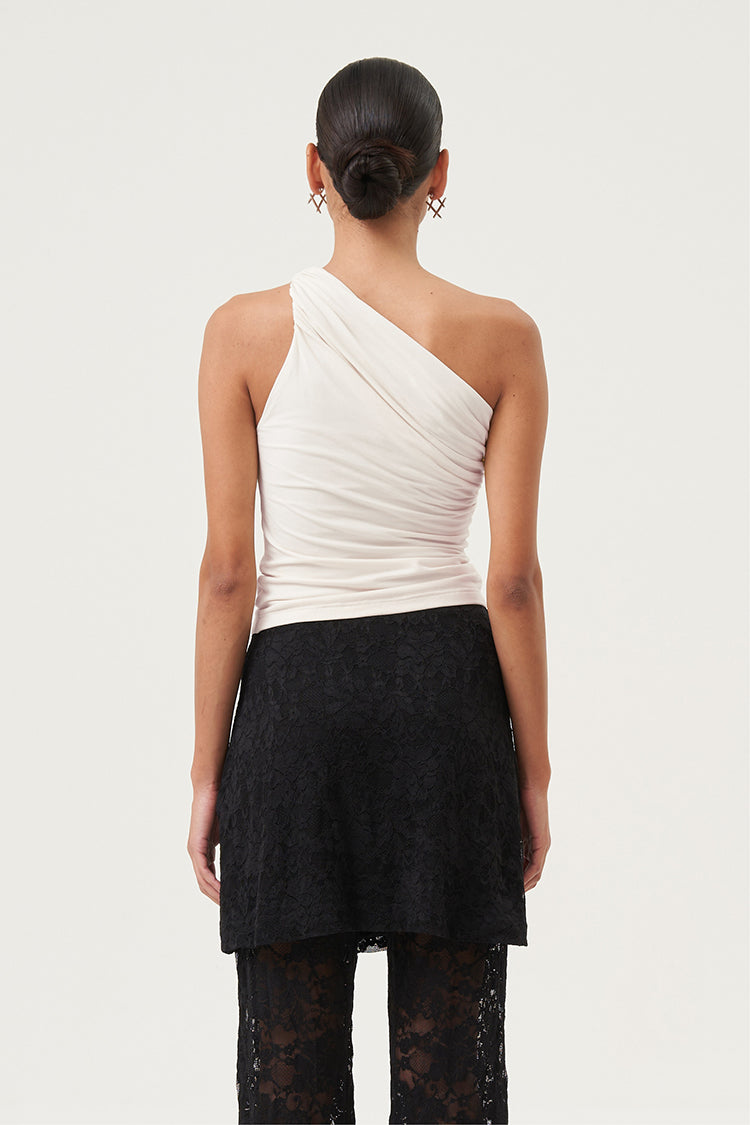 Zaria Sculpted One-Shoulder Top Ivory
