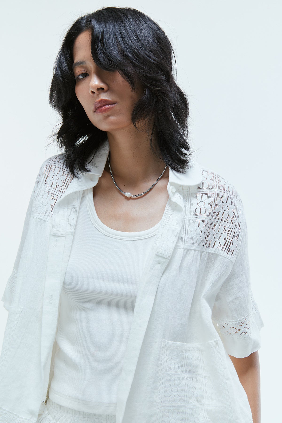 Calista Linen Lace Blouse
