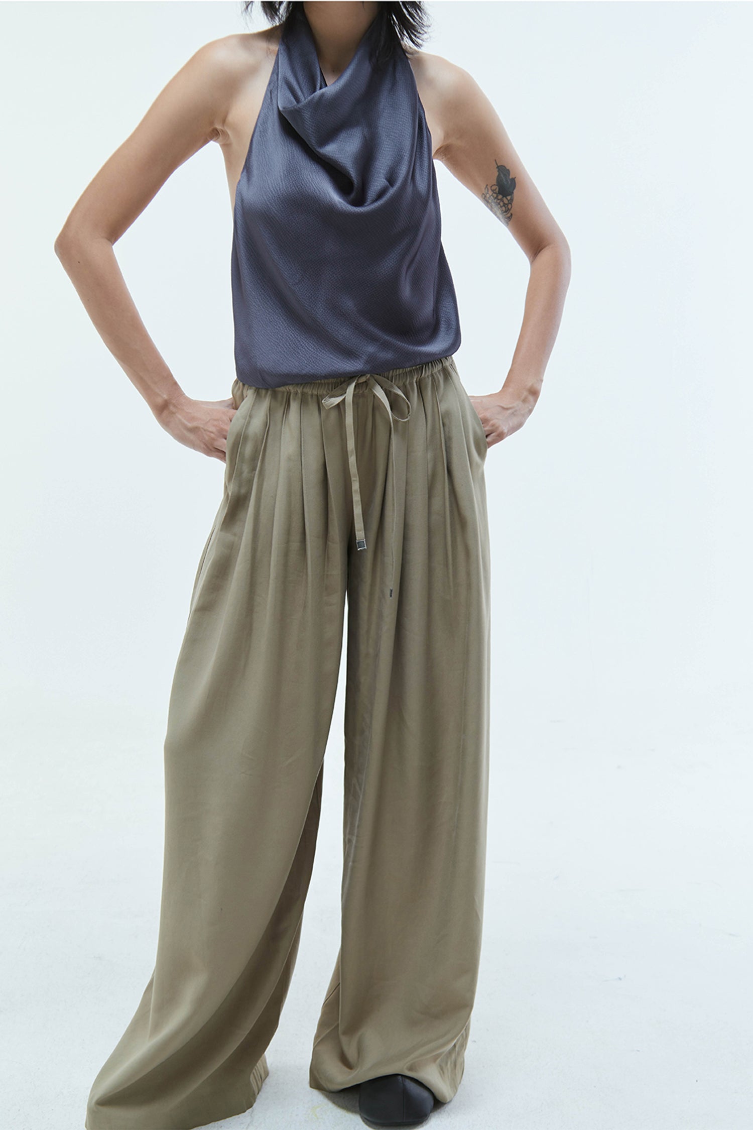 Sofia Wide-Leg Trousers Khaki