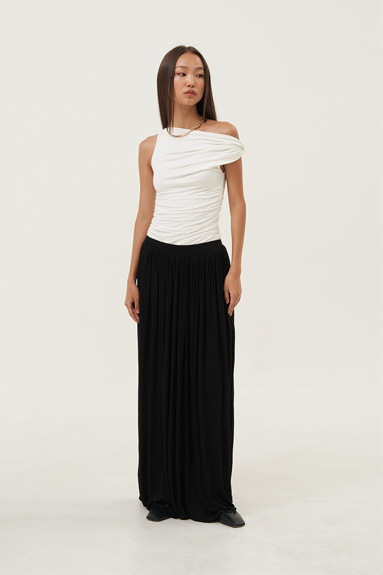 Solange Pleated Maxi Skirt Black