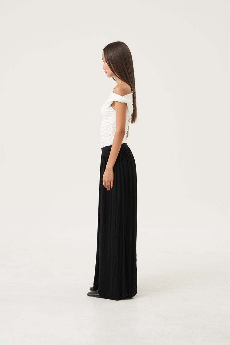 Solange Pleated Maxi Skirt Black