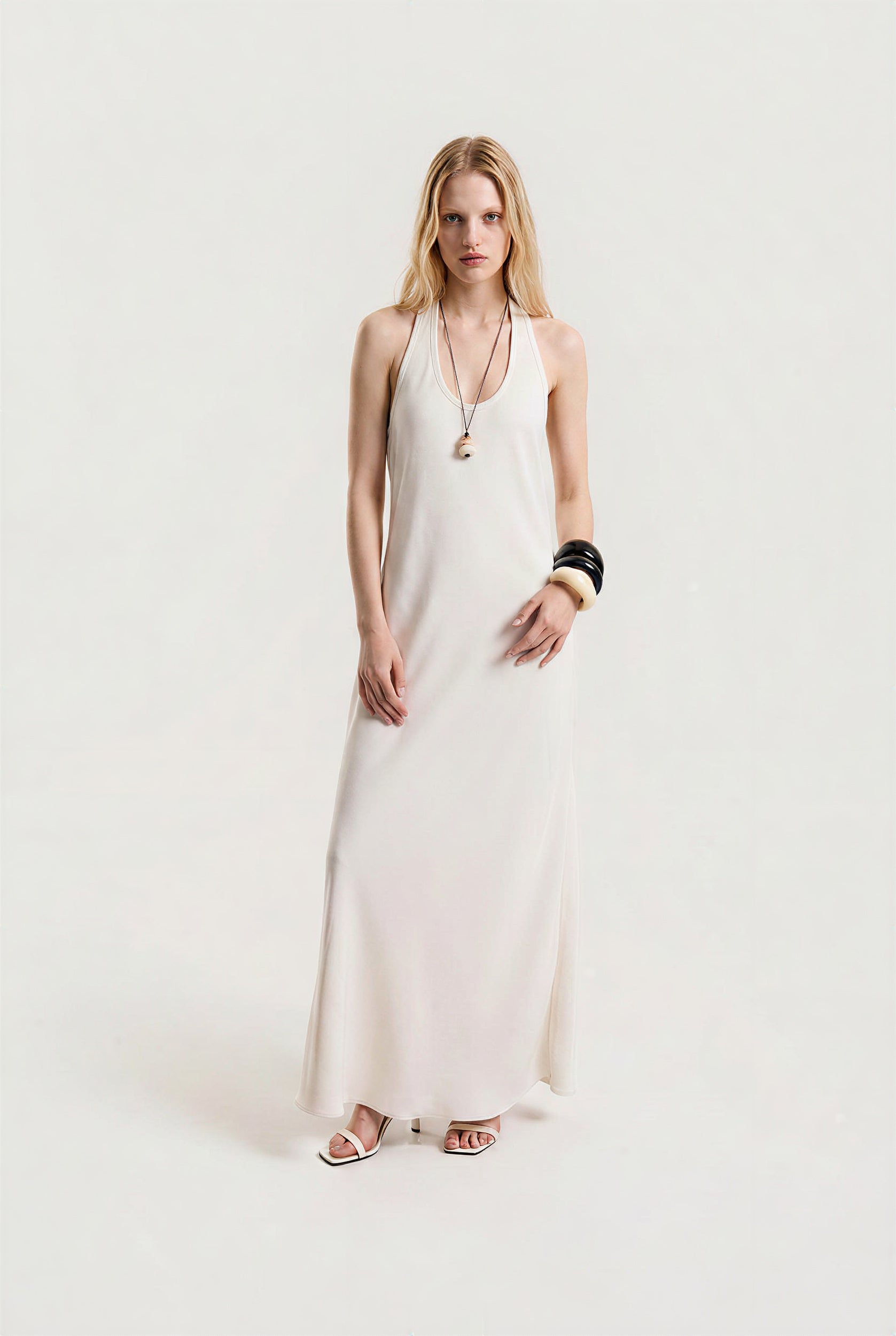 OTHER STORE Noemi Racerback Open-Back Maxi Dress in Ivory