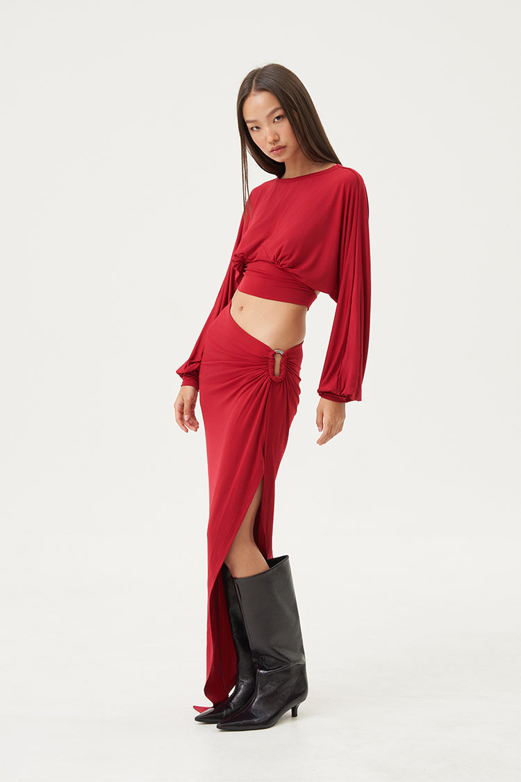 Nyra Draped Back Top Crimson Flame