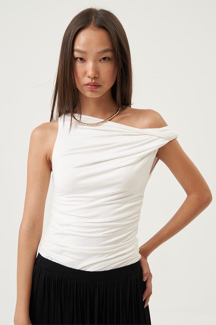 Arlette Asymmetric Bodysuit Ivory