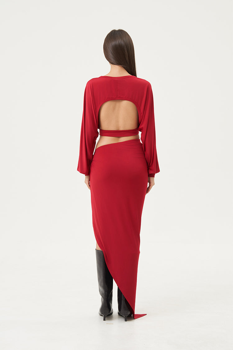 Nyra Draped Back Top Crimson Flame