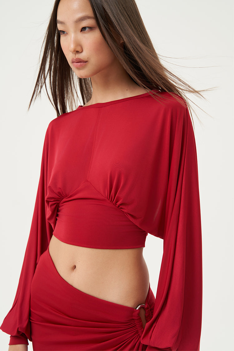 Nyra Draped Back Top Crimson Flame