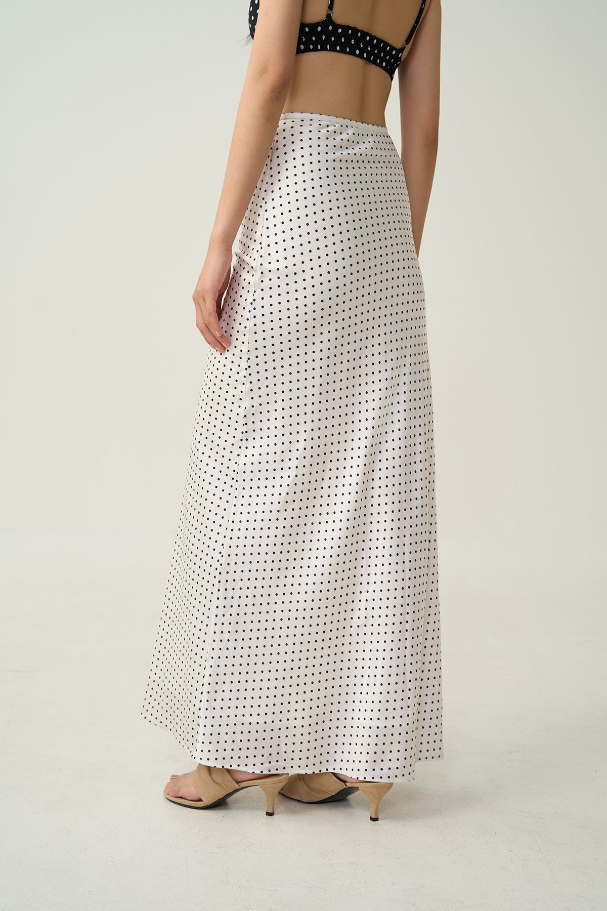 Alba Bias-Cut Dot Skirt Ivory