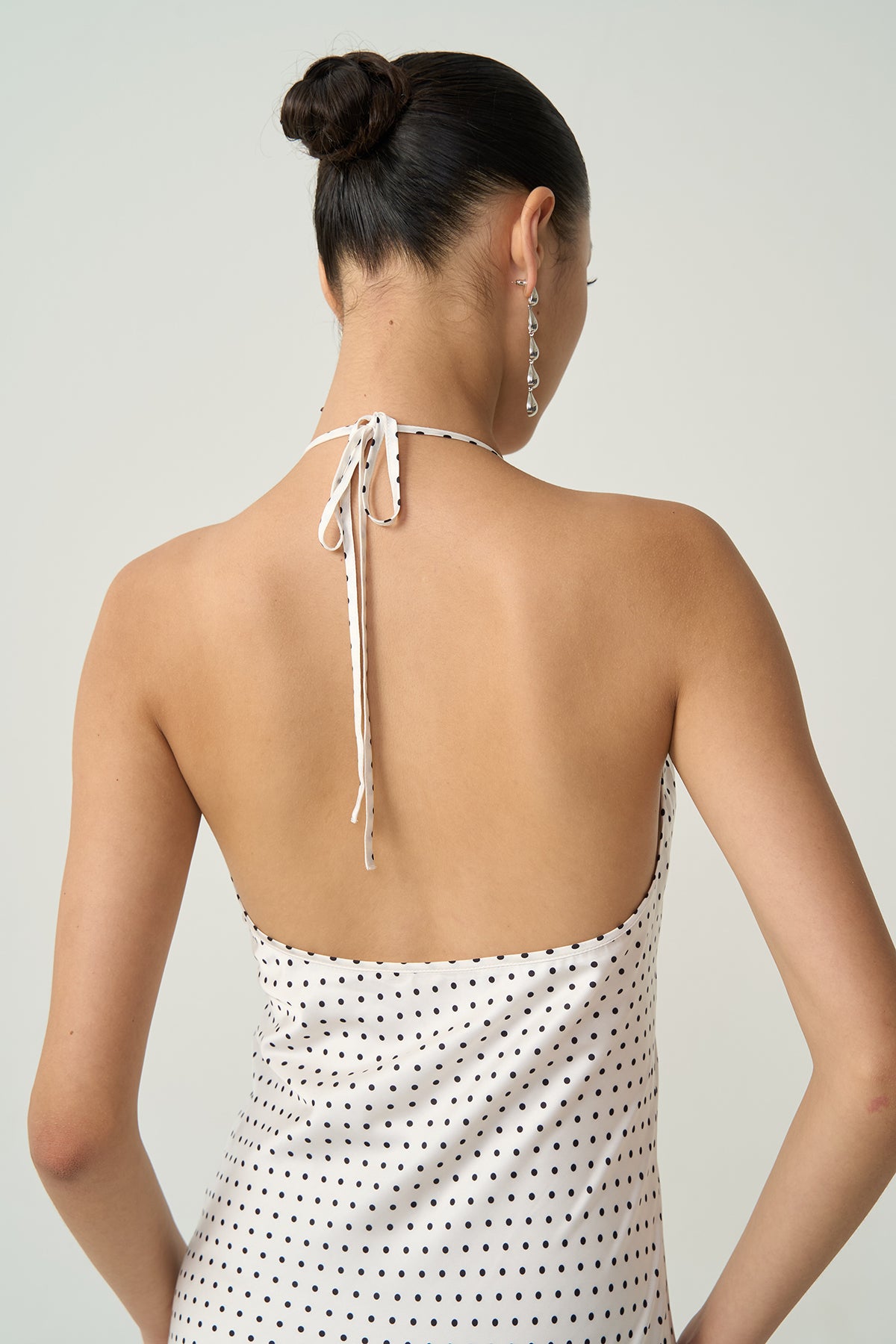 Alba Halter Dot Dress Ivory