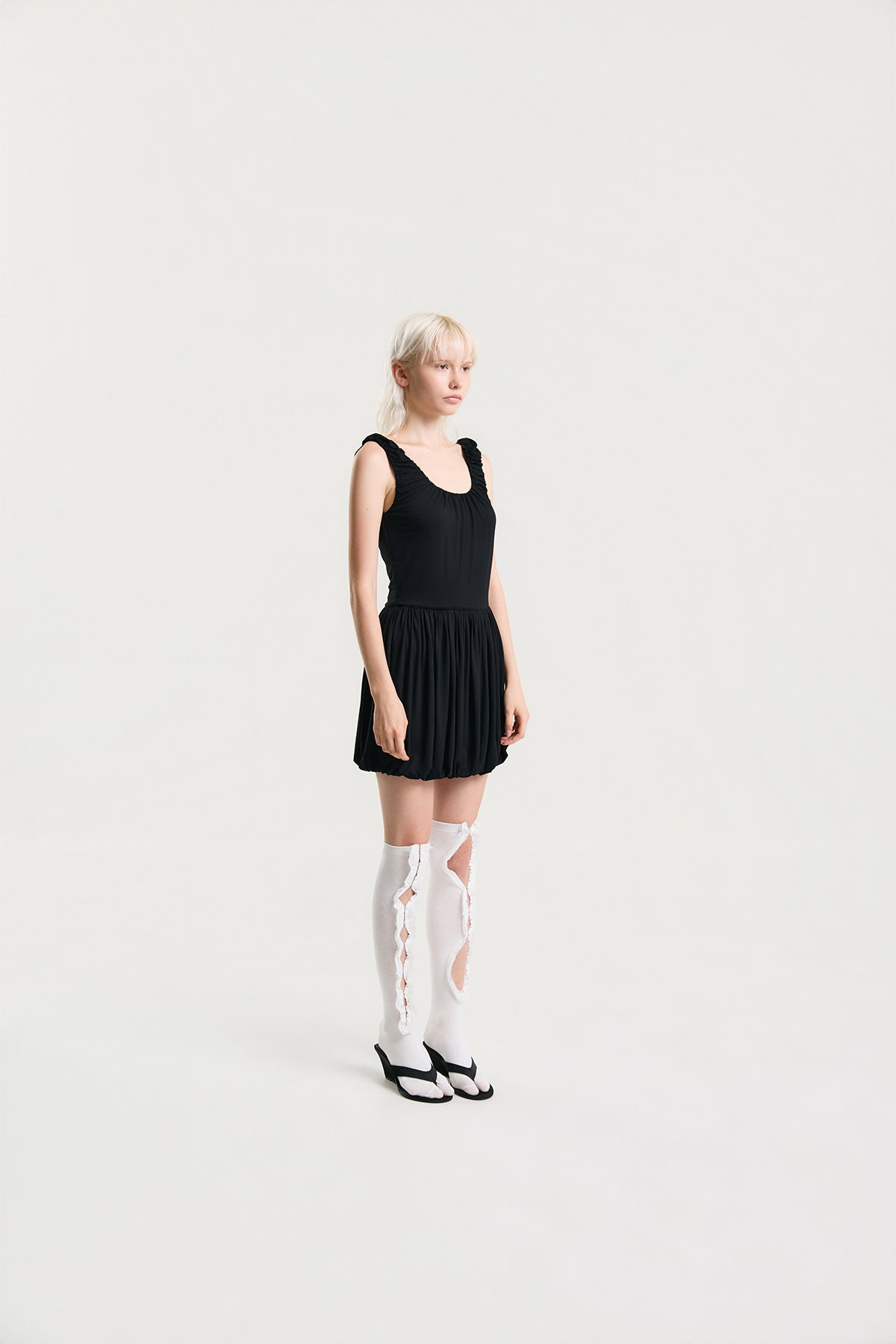 OTHER STORE Amélie Gathered Bubble Mini Dress in Black