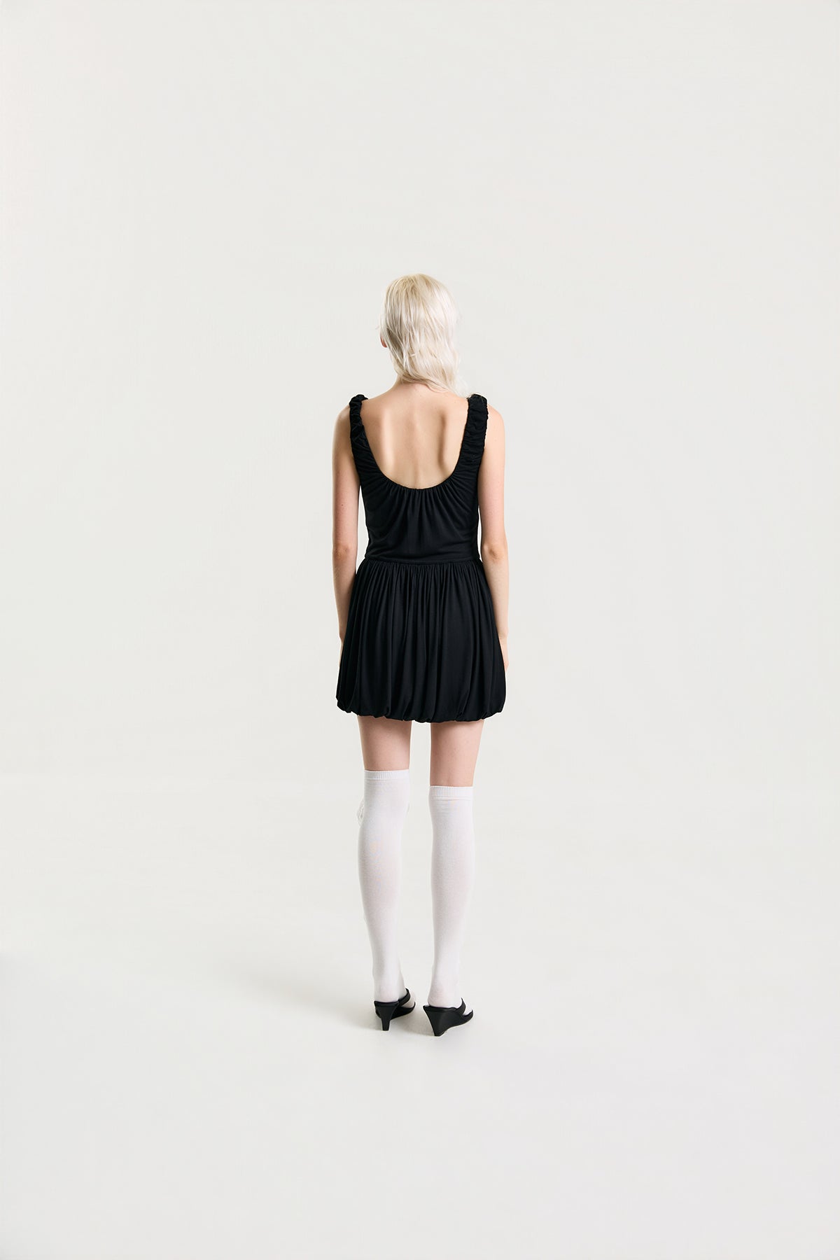 OTHER STORE Amélie Gathered Bubble Mini Dress in Black