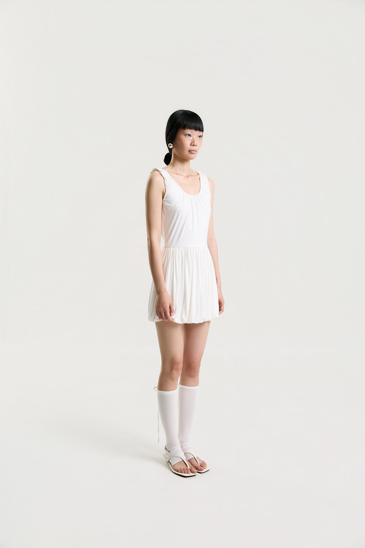OTHER STORE Amélie Gathered Bubble Mini Dress in White