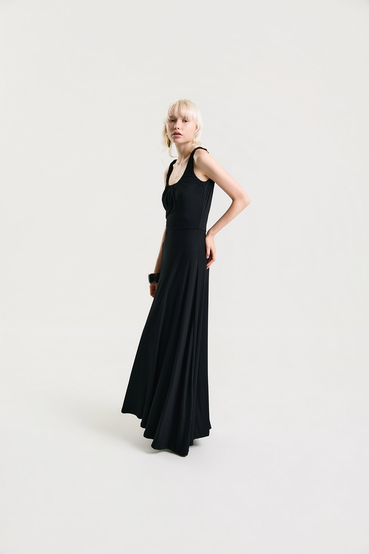OTHER STORE Amélie Gathered Tank Maxi Dress in Black