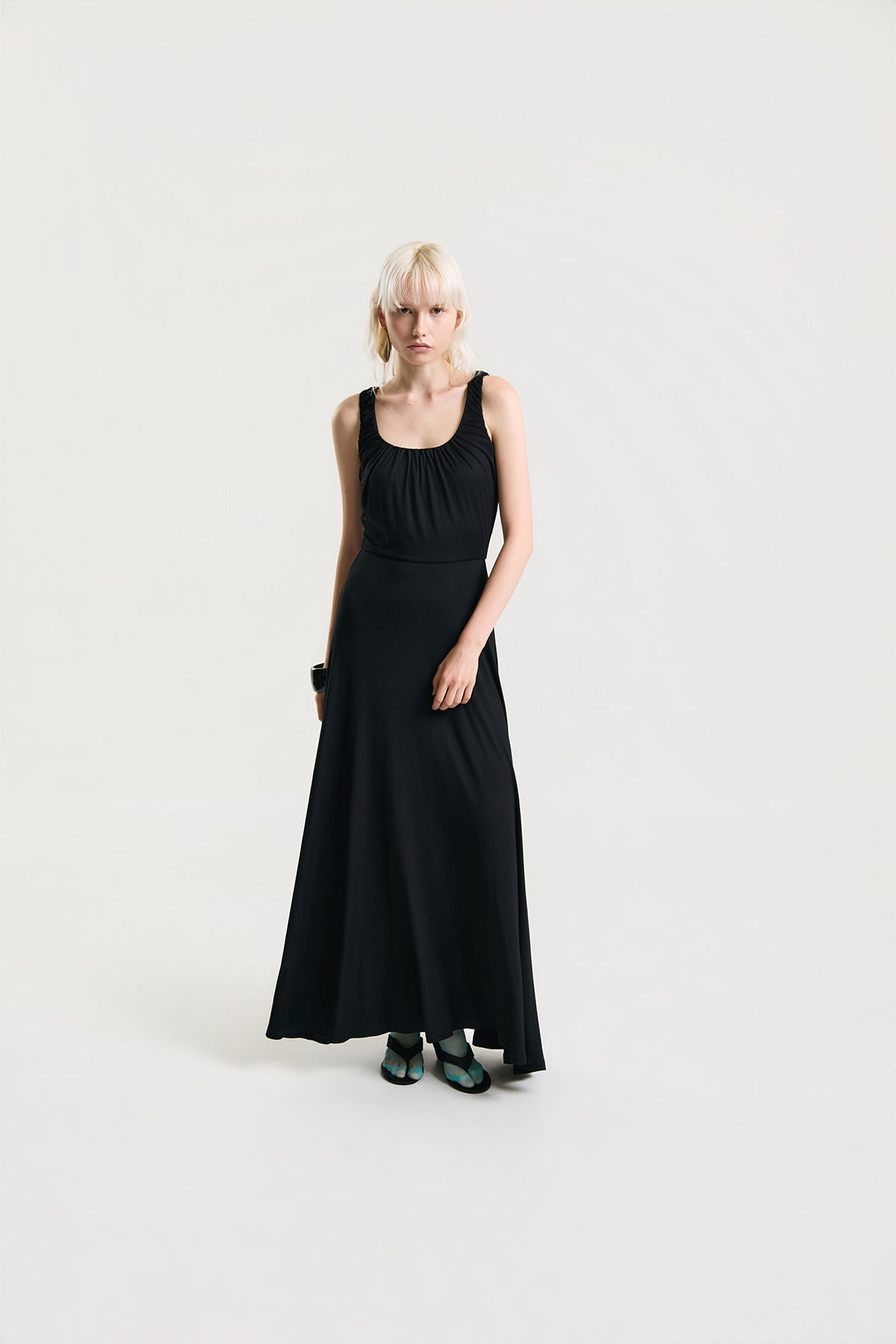 OTHER STORE Amélie Gathered Tank Maxi Dress in Black