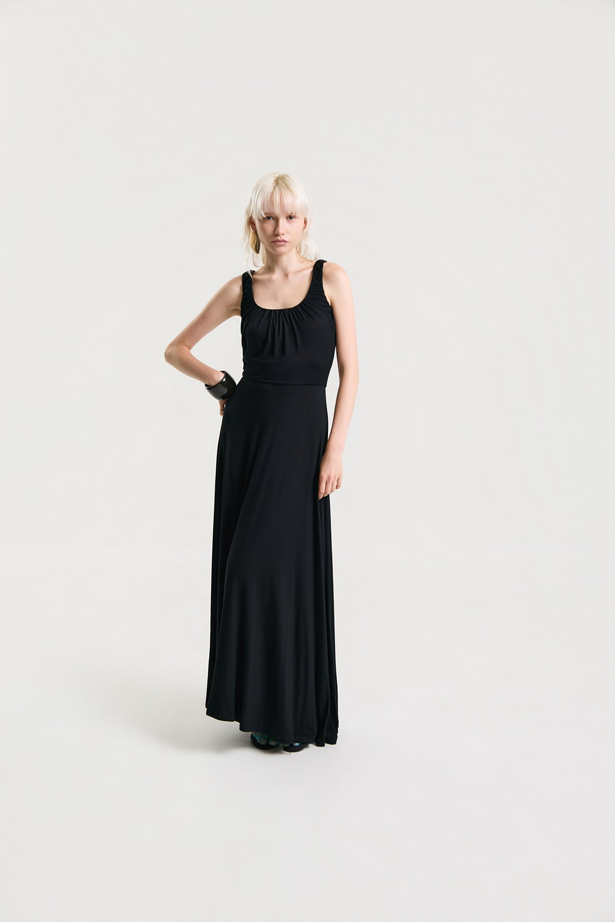 OTHER STORE Amélie Gathered Tank Maxi Dress in Black